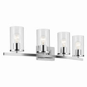 Crosby 31" 4-Light Bath Vanity Light, Chrome Finish, Clear Glass - Bees Lighting