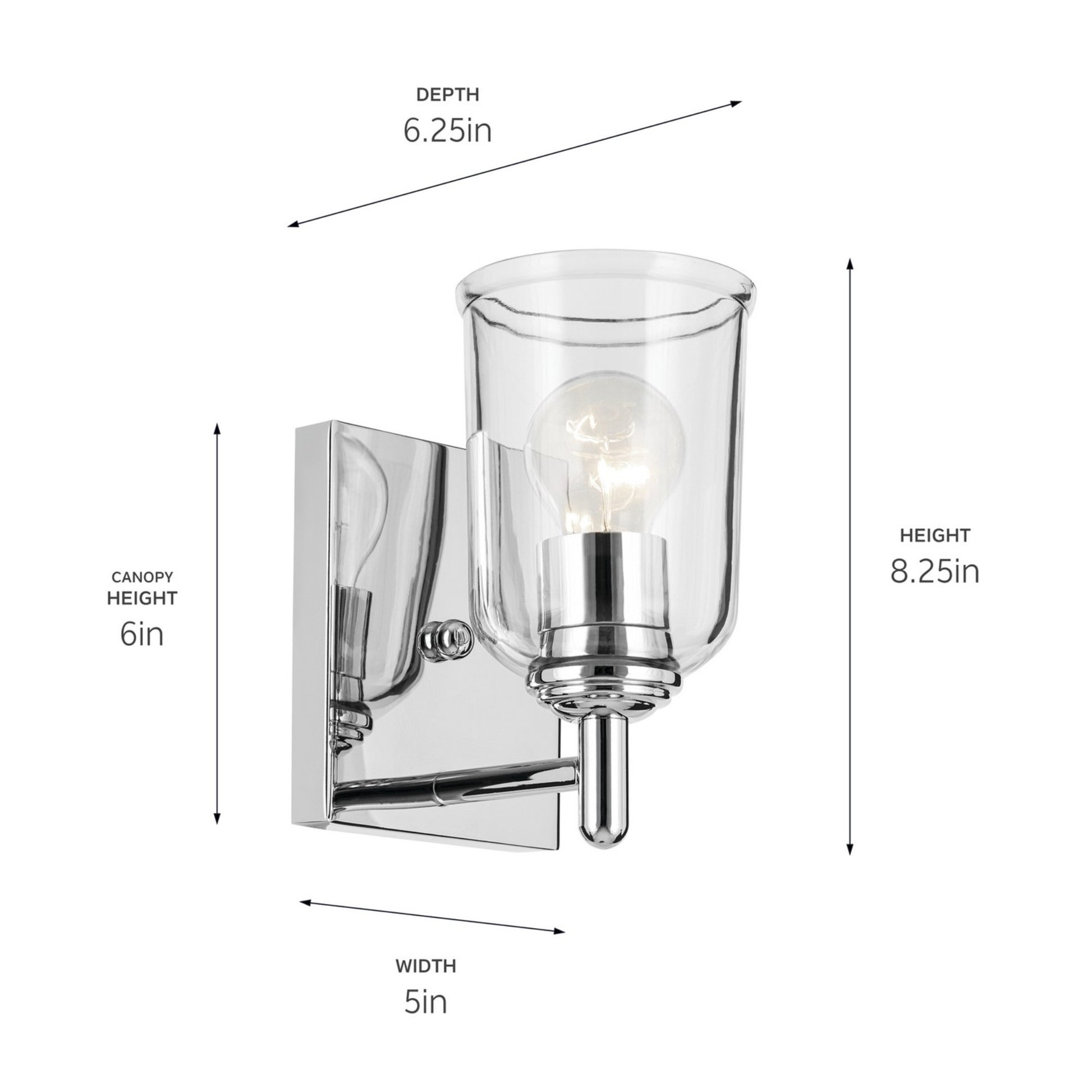 Shailene 5" Wall Sconce, Chrome Finish, Clear Glass - Bees Lighting