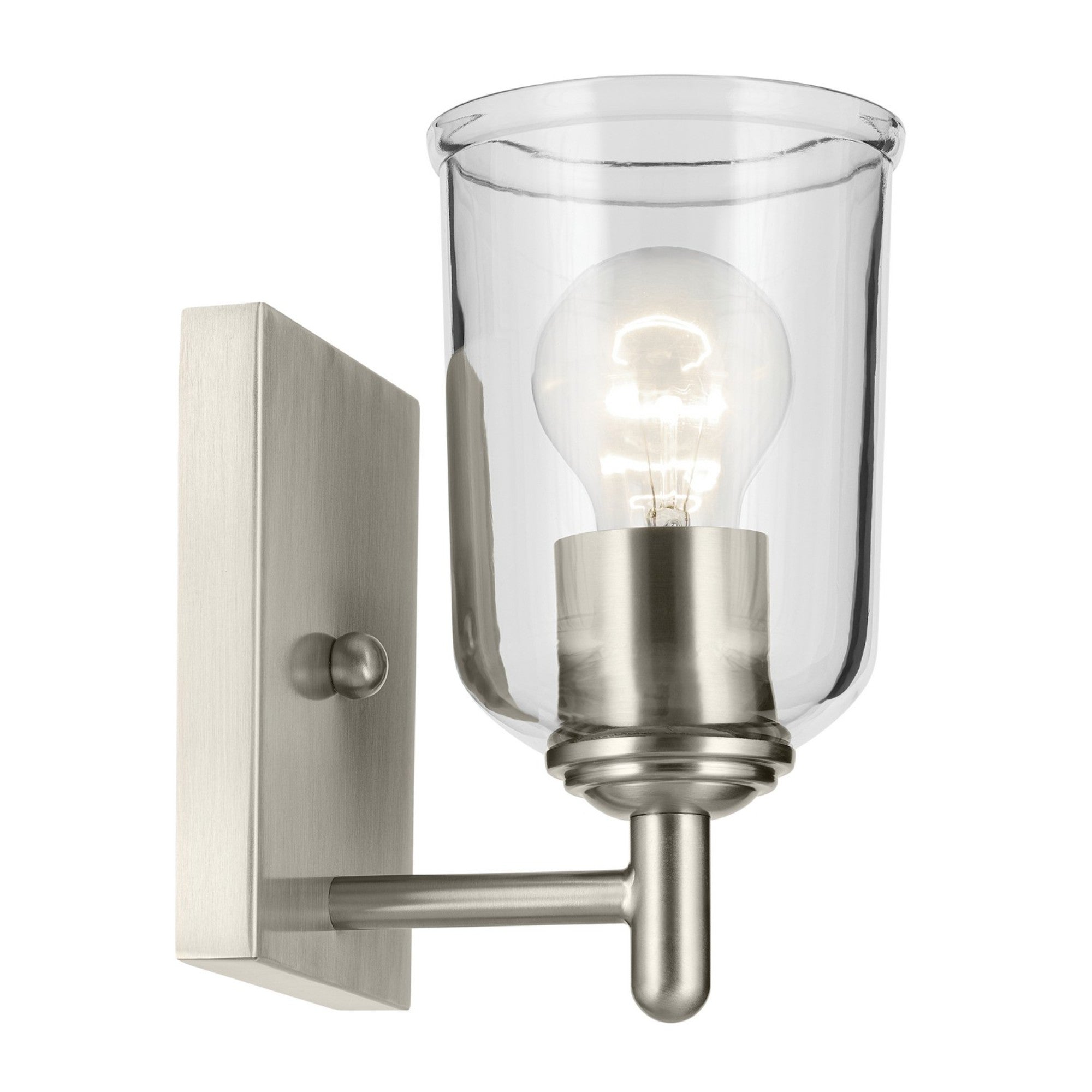 Shailene 5" Wall Sconce, Brushed Nickel Finish, Clear Glass - Bees Lighting