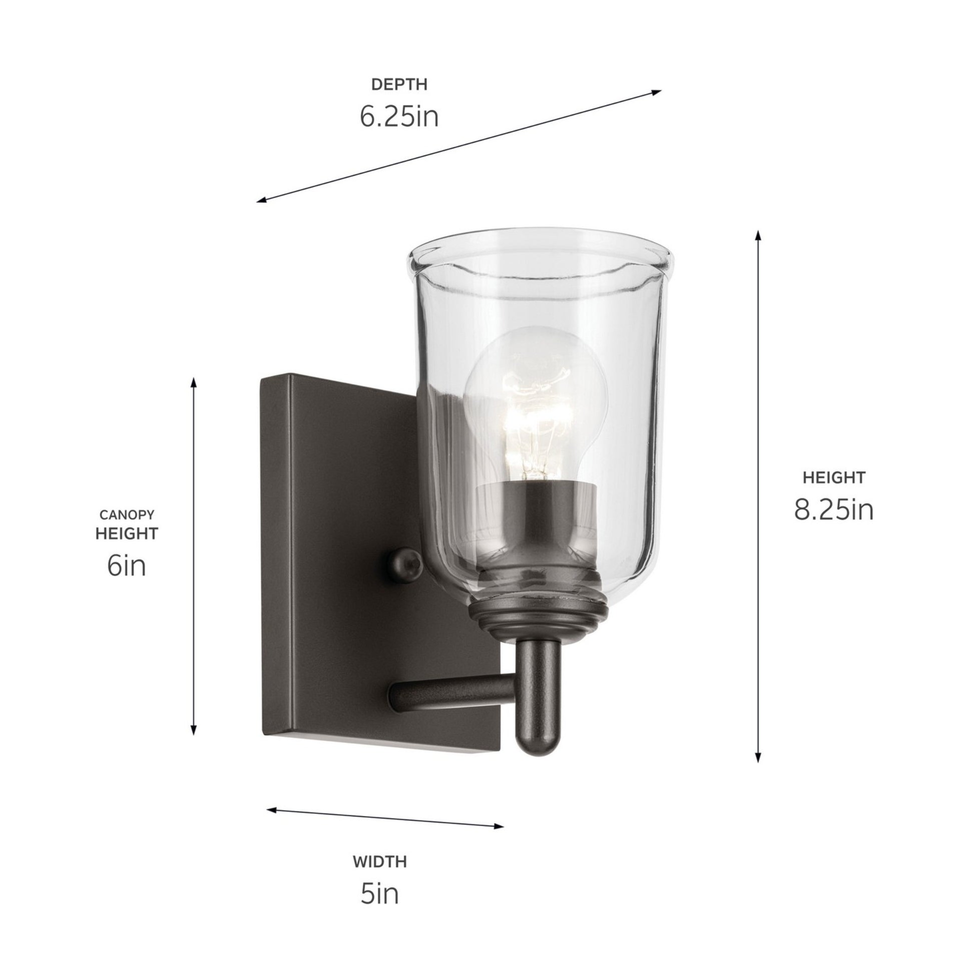 Shailene 5" Wall Sconce, Olde Bronze Finish, Clear Glass - Bees Lighting