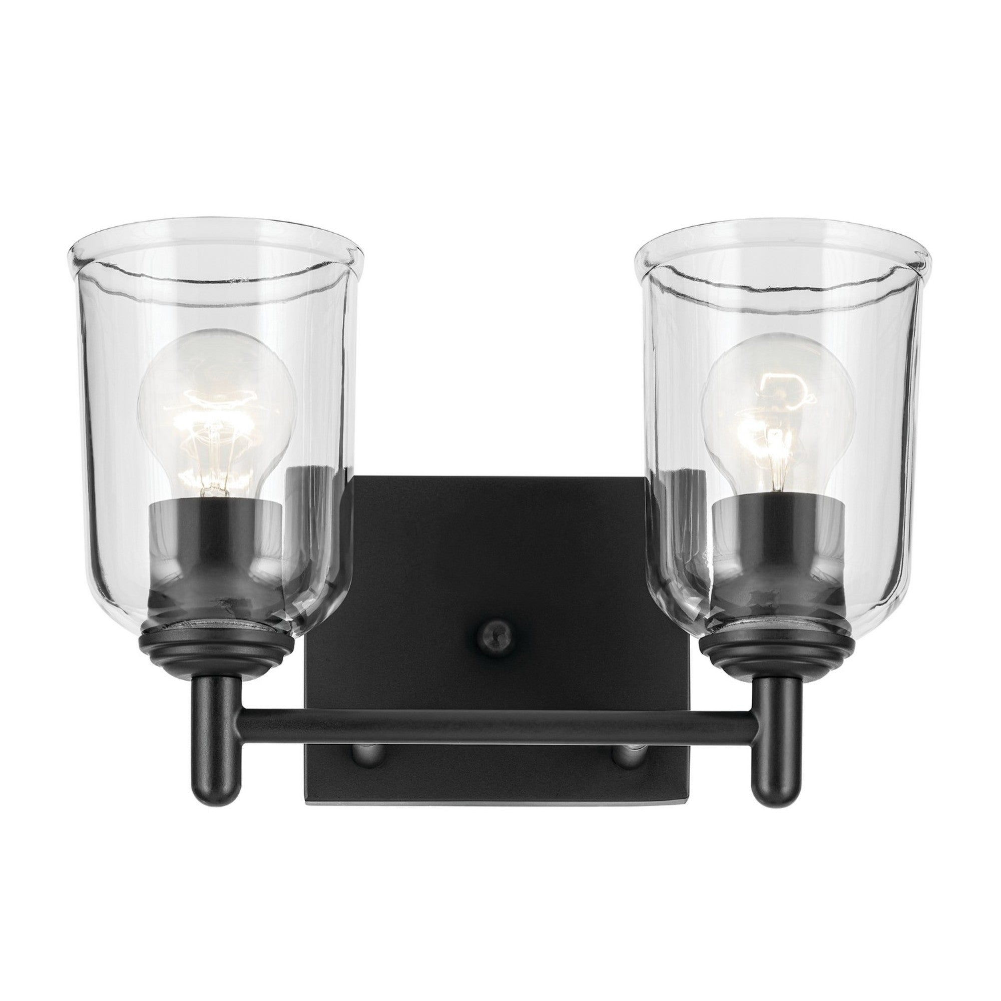 Shailene 13" 2-Light Bath Vanity Light, Black Finish, Clear Glass - Bees Lighting