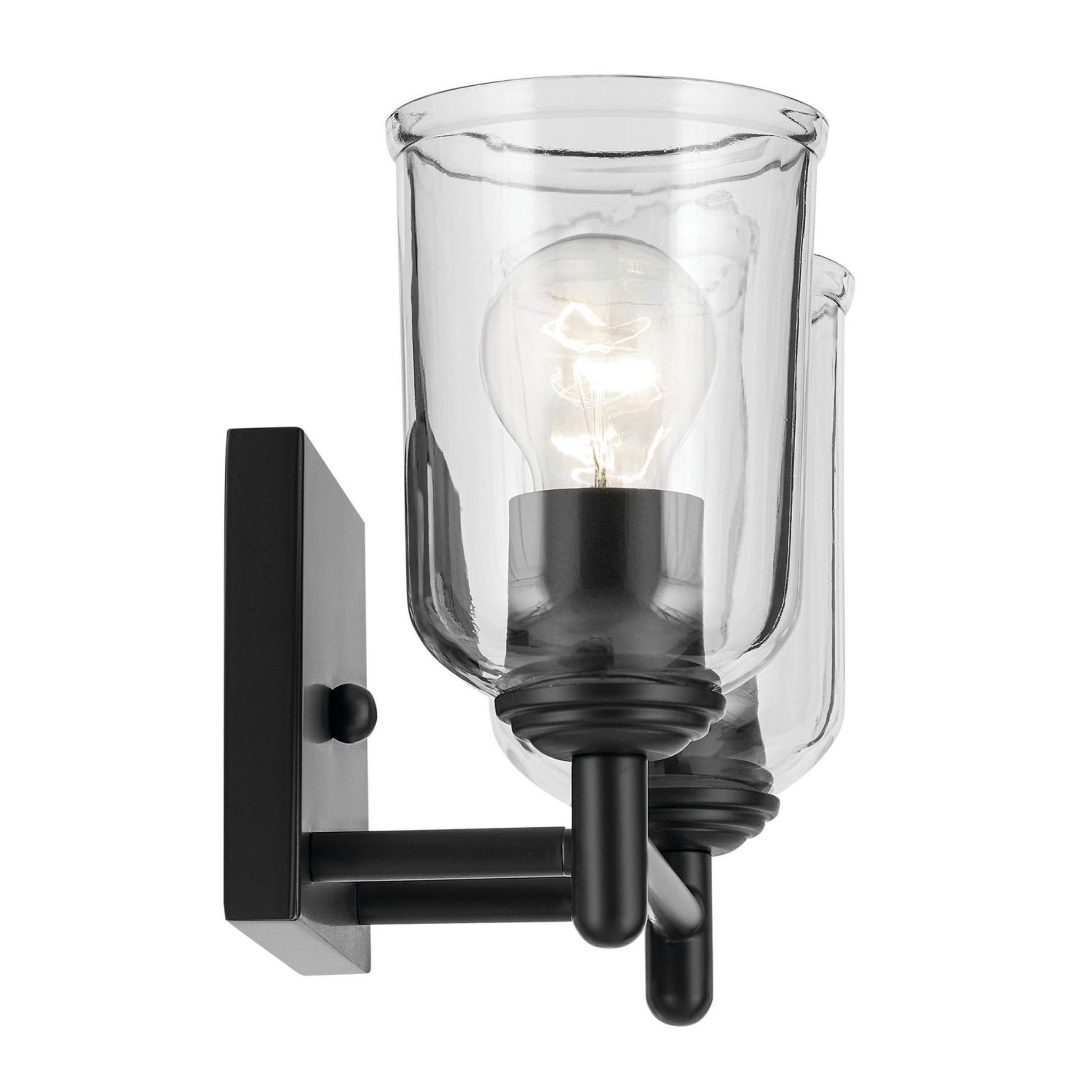 Shailene 13" 2-Light Bath Vanity Light, Black Finish, Clear Glass - Bees Lighting
