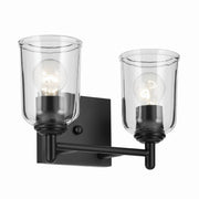Shailene 13" 2-Light Bath Vanity Light, Black Finish, Clear Glass - Bees Lighting