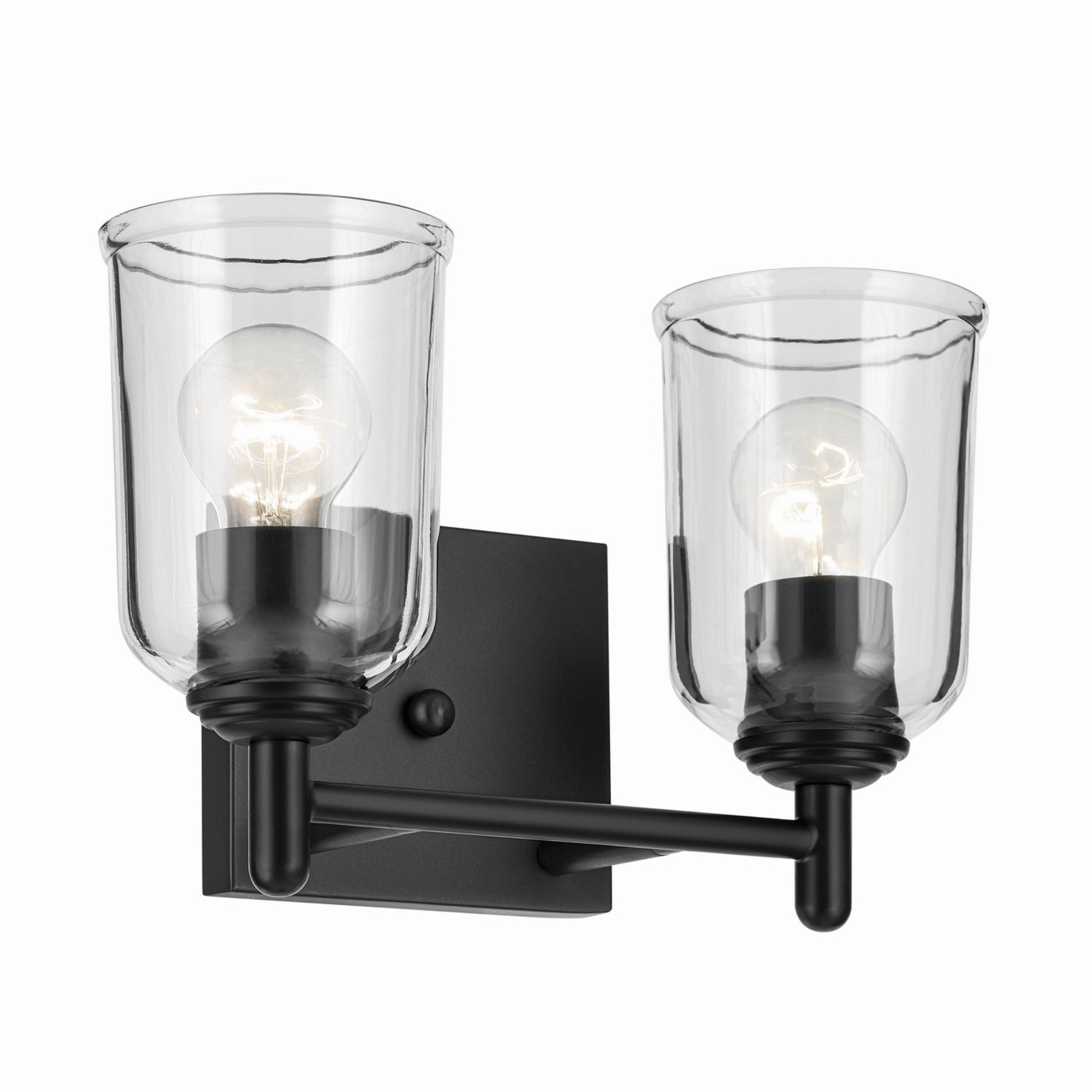 Shailene 13" 2-Light Bath Vanity Light, Black Finish, Clear Glass - Bees Lighting