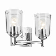 Shailene 13" 2-Light Bath Vanity Light, Chrome Finish, Clear Glass - Bees Lighting