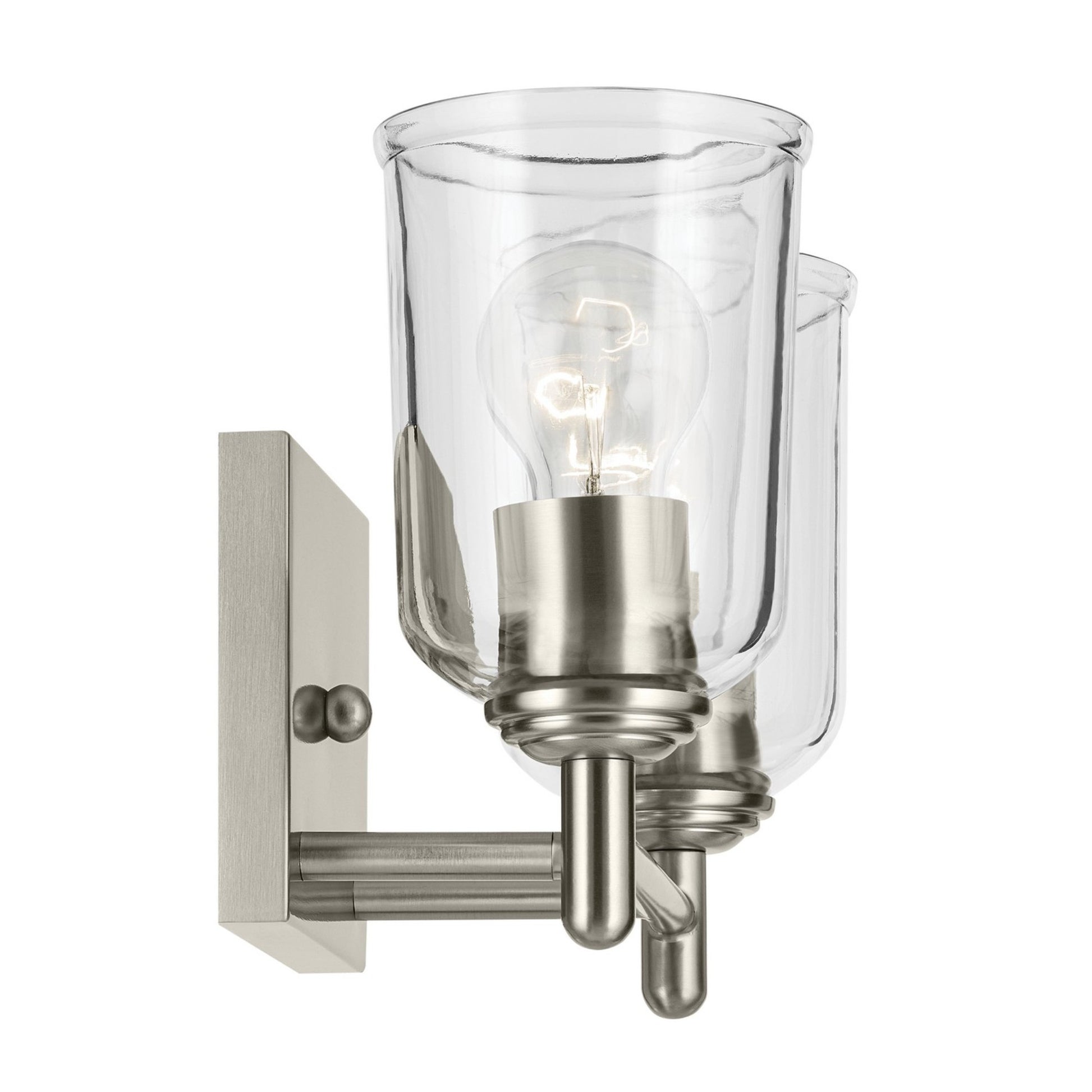 Shailene 13" 2-Light Bath Vanity Light, Brushed Nickel Finish, Clear Glass - Bees Lighting