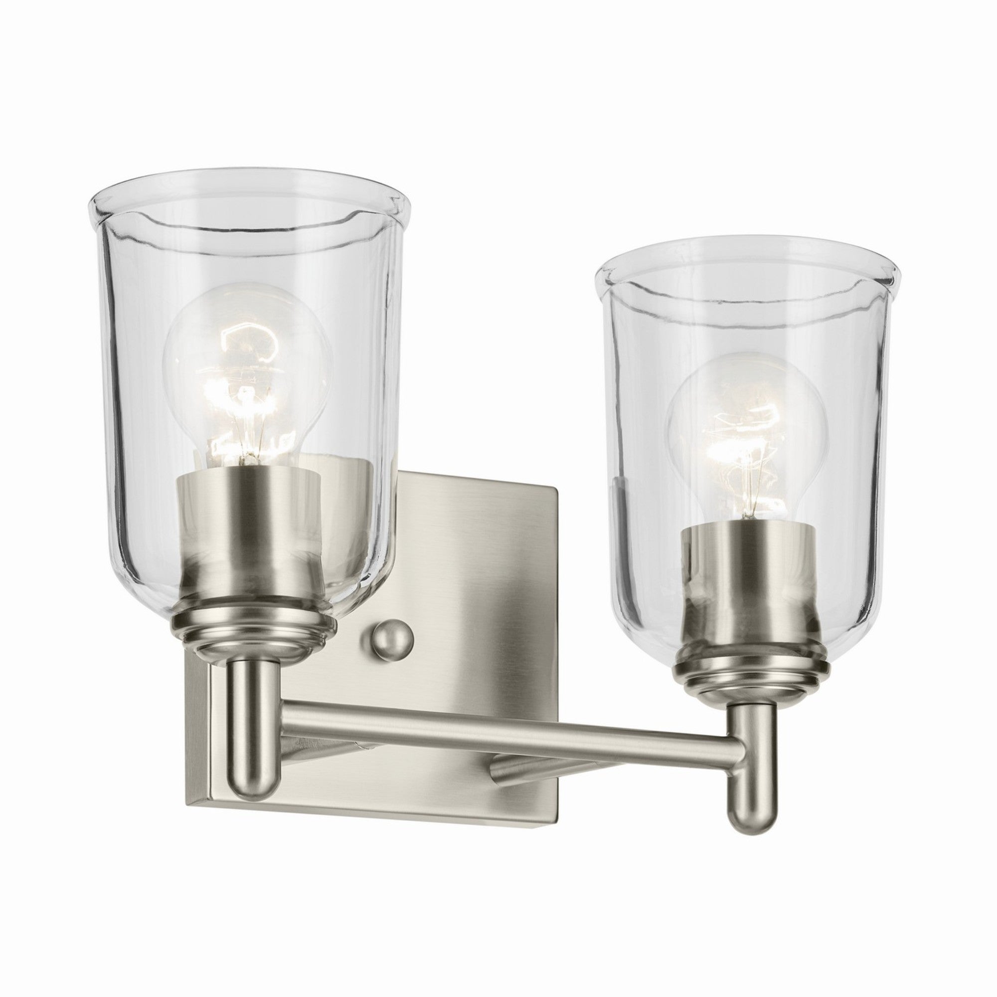 Shailene 13" 2-Light Bath Vanity Light, Brushed Nickel Finish, Clear Glass - Bees Lighting