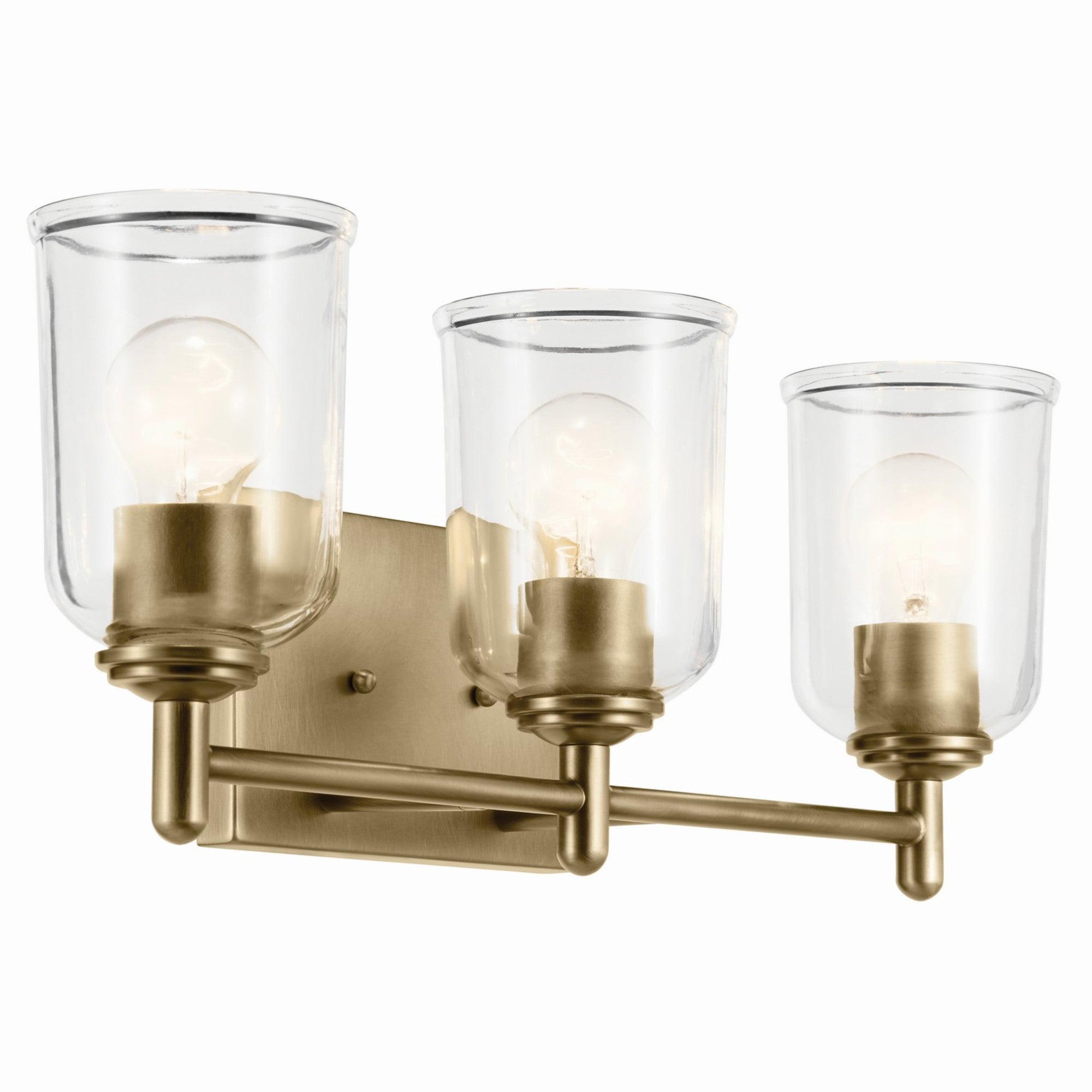 Shailene 21" 3-Light Bath Vanity Light, Natural Brass Finish, Clear Glass - Bees Lighting
