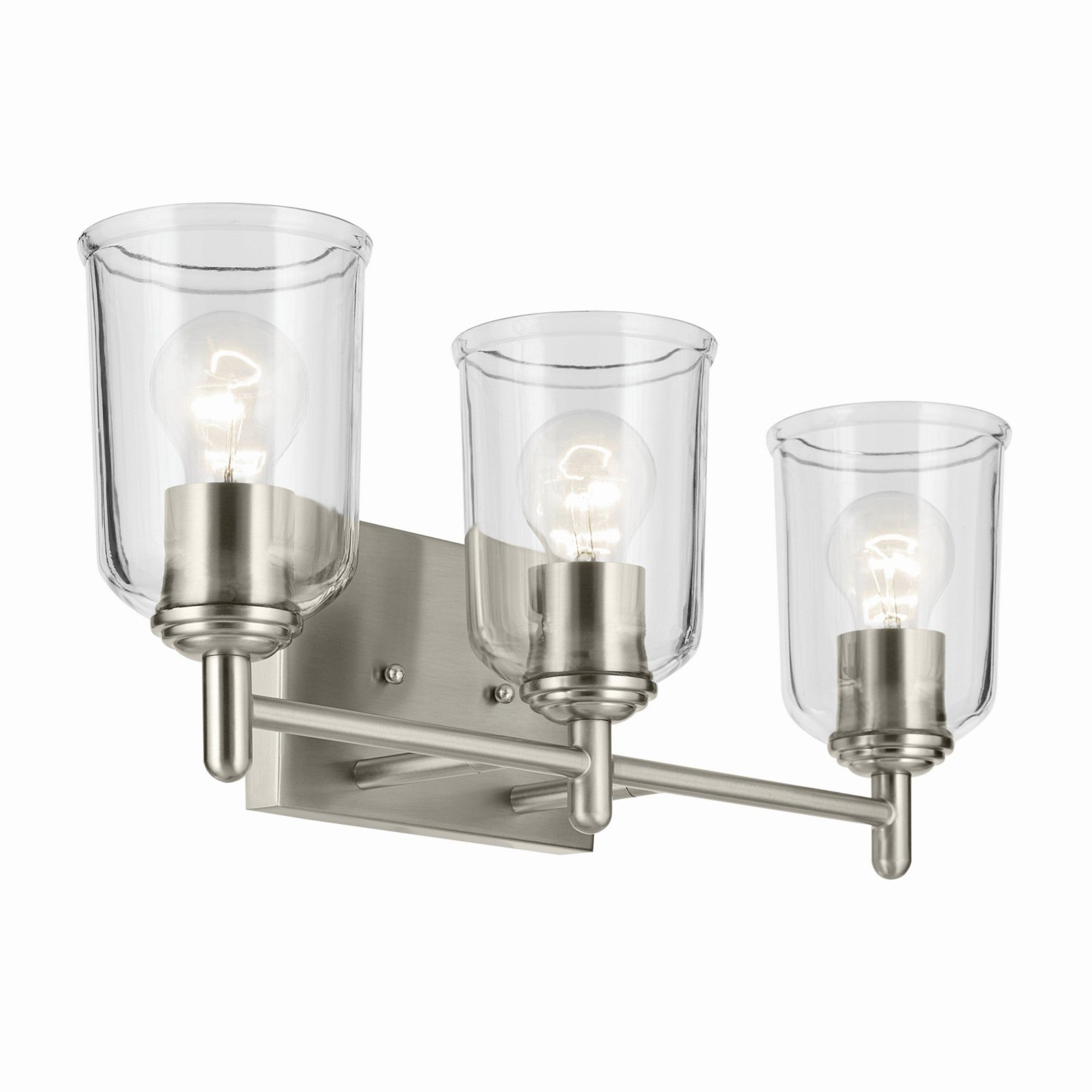 Shailene 21" 3-Light Bath Vanity Light, Brushed Nickel Finish, Clear Glass - Bees Lighting