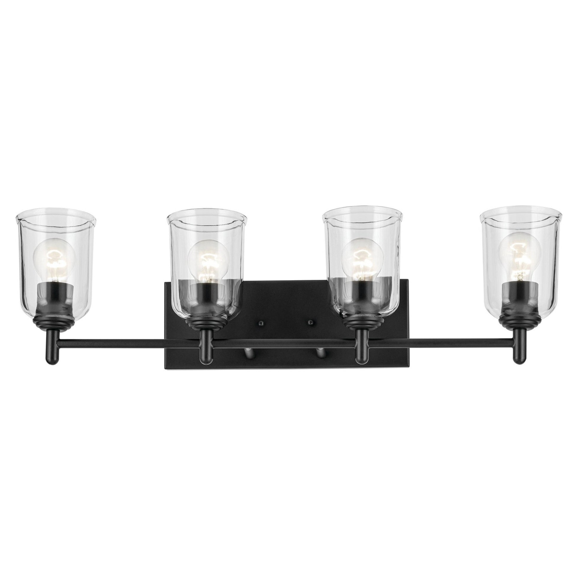 Shailene 30" 4-Light Bath Vanity Light, Black Finish, Clear Glass - Bees Lighting