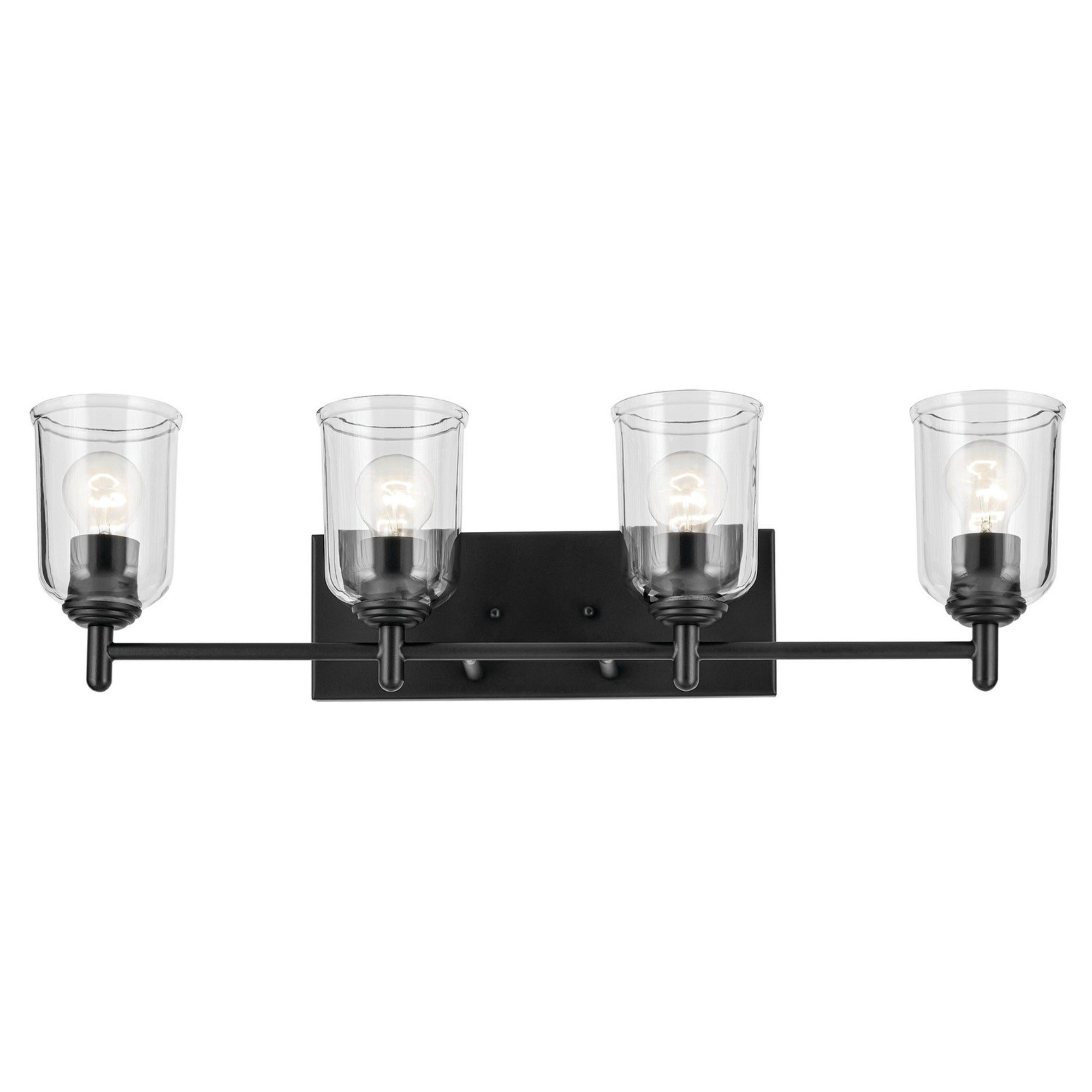 Shailene 30" 4-Light Bath Vanity Light, Black Finish, Clear Glass - Bees Lighting