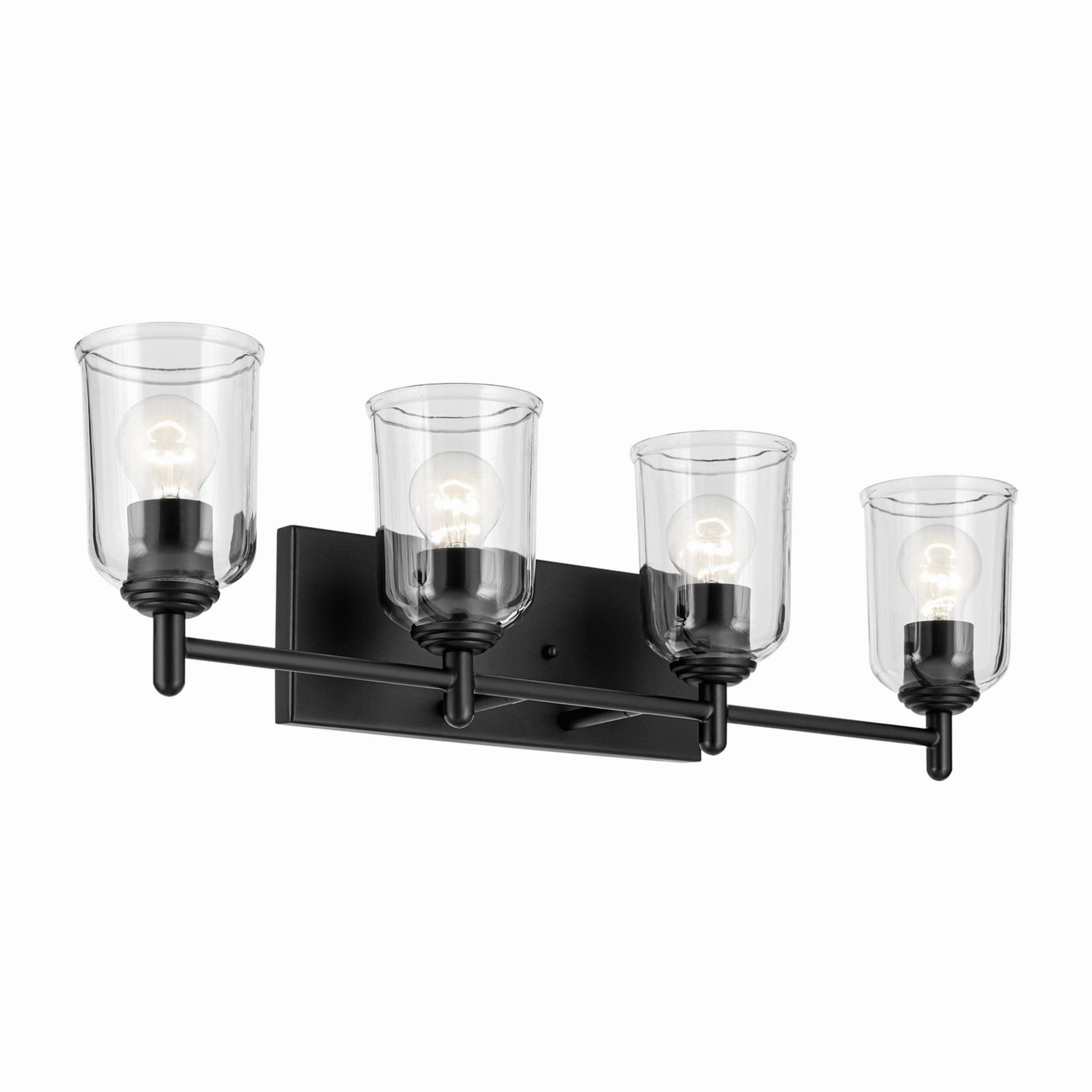 Shailene 30" 4-Light Bath Vanity Light, Black Finish, Clear Glass - Bees Lighting