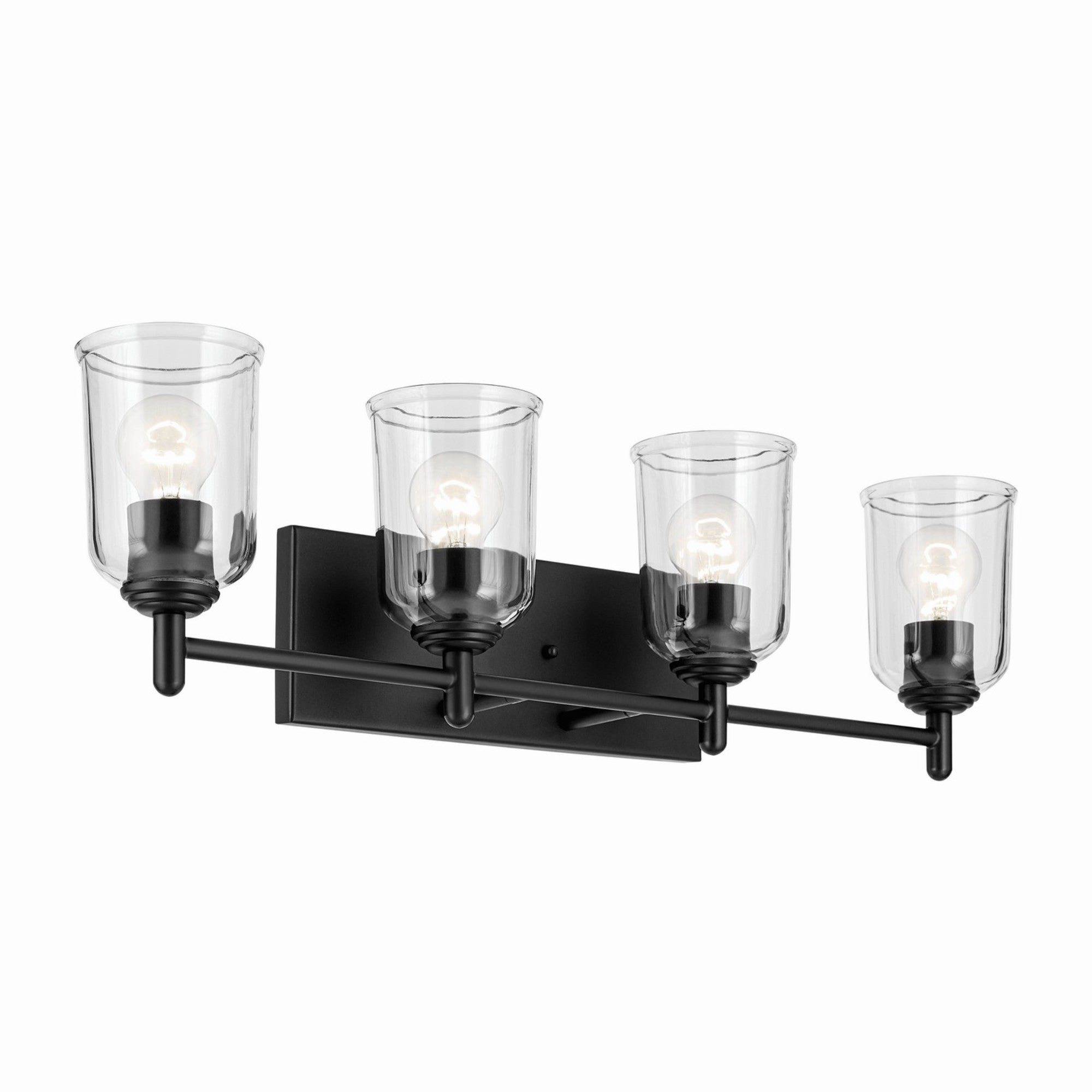 Shailene 30" 4-Light Bath Vanity Light, Black Finish, Clear Glass - Bees Lighting