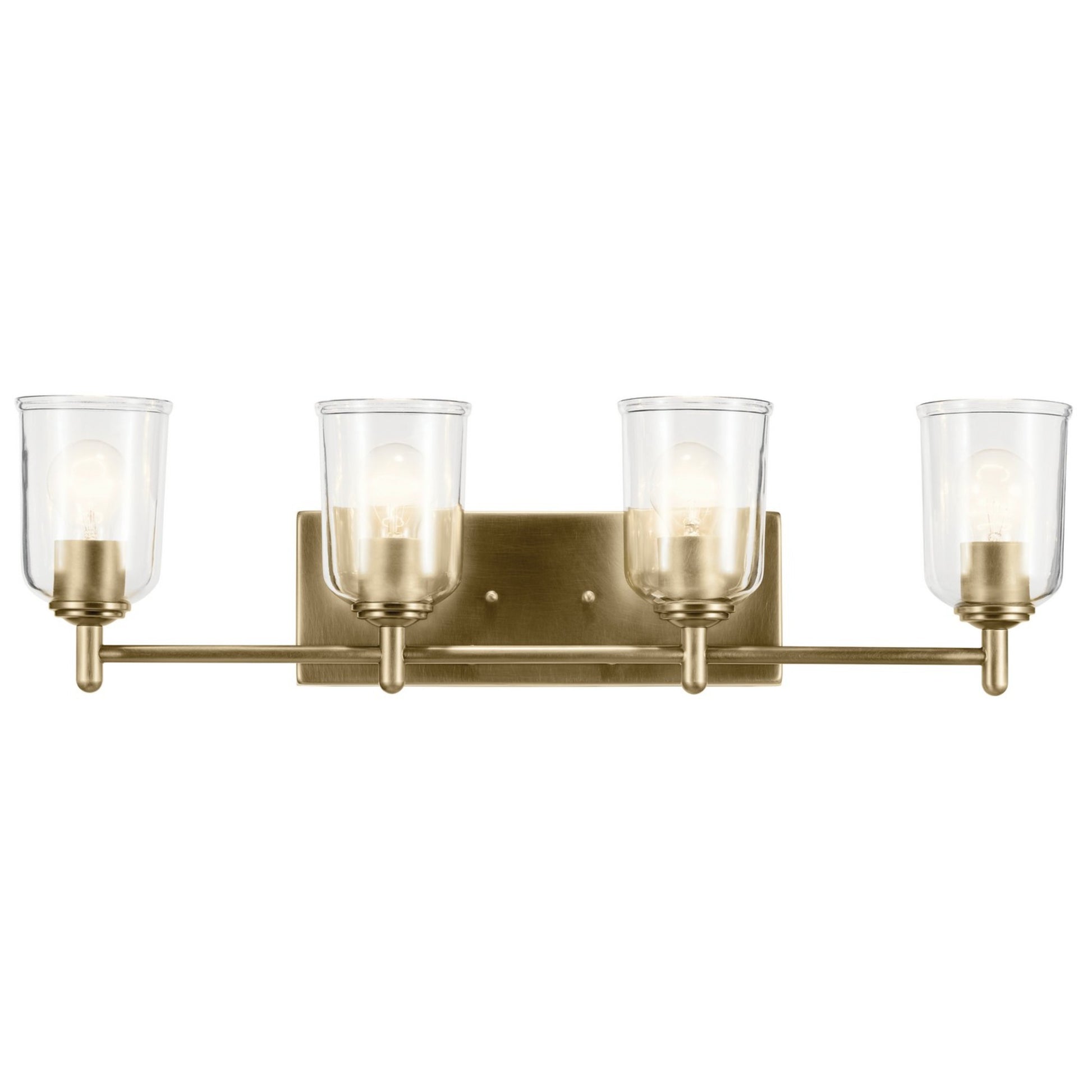 Shailene 30" 4-Light Bath Vanity Light, Natural Brass Finish, Clear Glass - Bees Lighting
