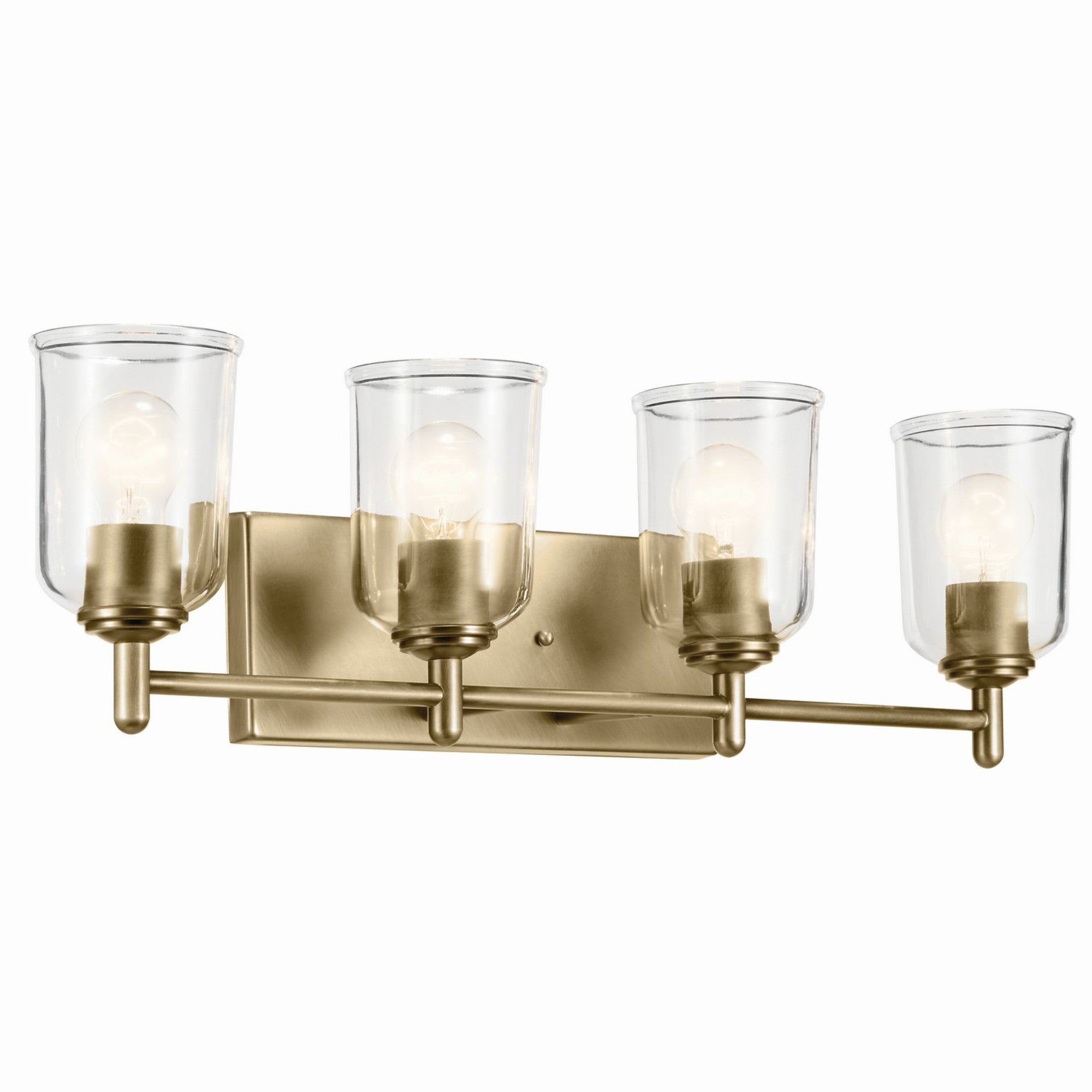 Shailene 30" 4-Light Bath Vanity Light, Natural Brass Finish, Clear Glass - Bees Lighting
