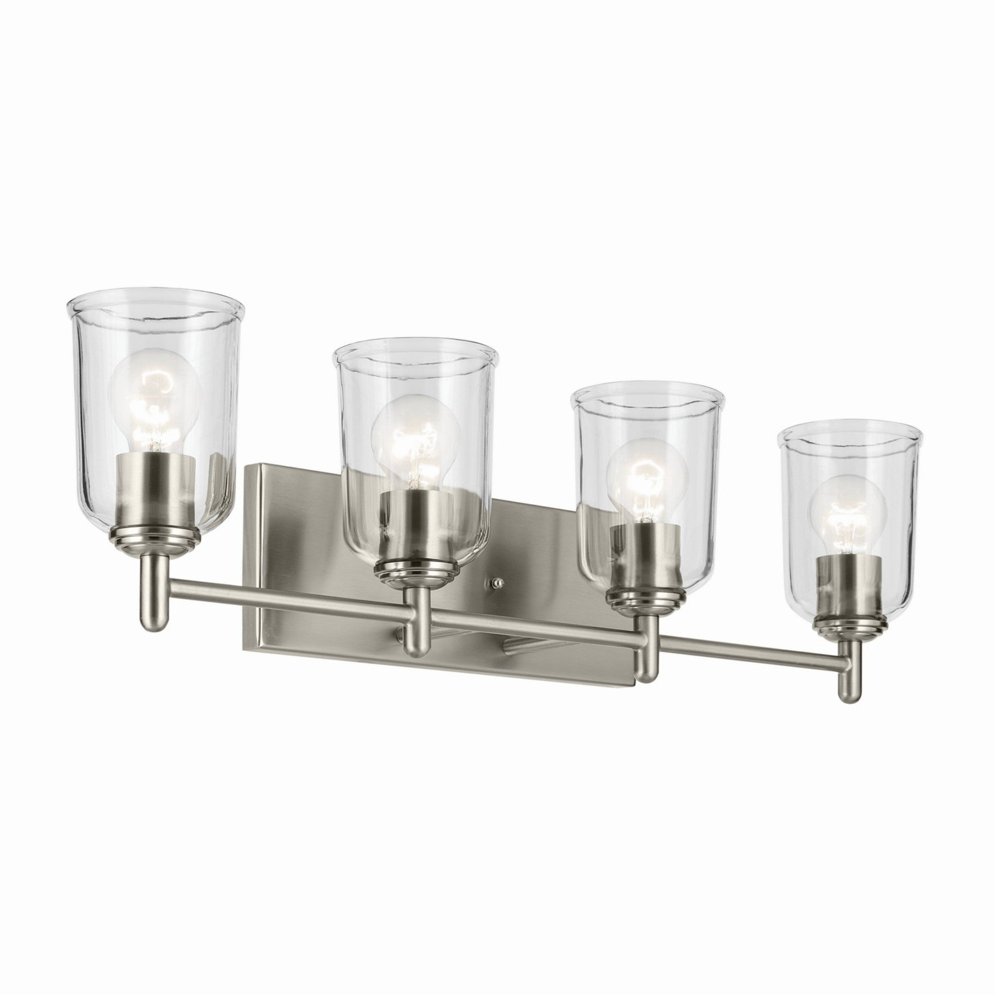 Shailene 30" 4-Light Bath Vanity Light, Brushed Nickel Finish, Clear Glass - Bees Lighting