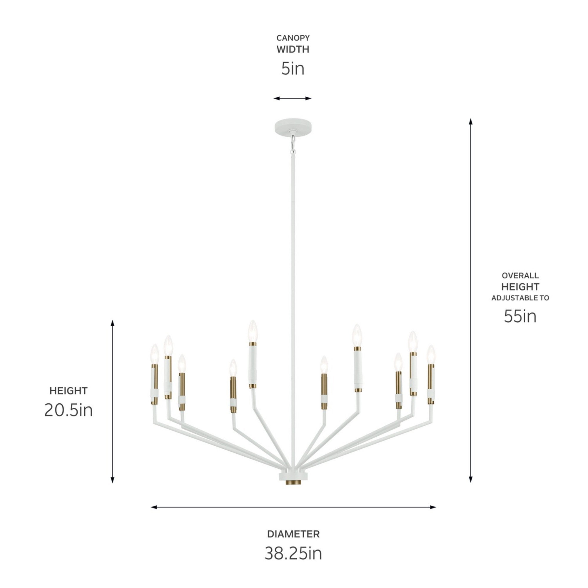 Armand 38" 10-Light Chandelier, White Finish - Bees Lighting