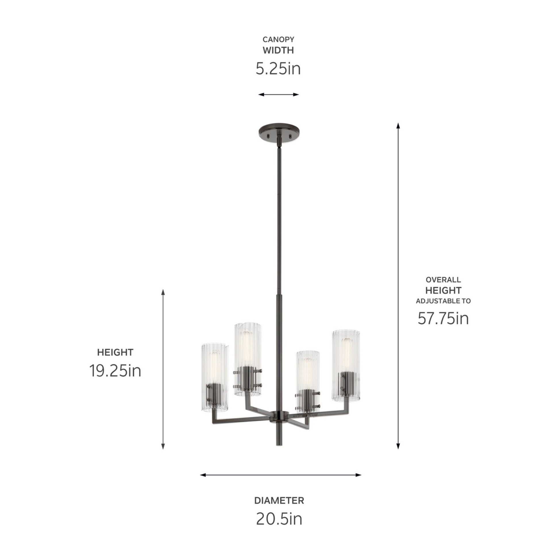 Velestino 21" 4-Light Chandelier, Black Finish - Bees Lighting