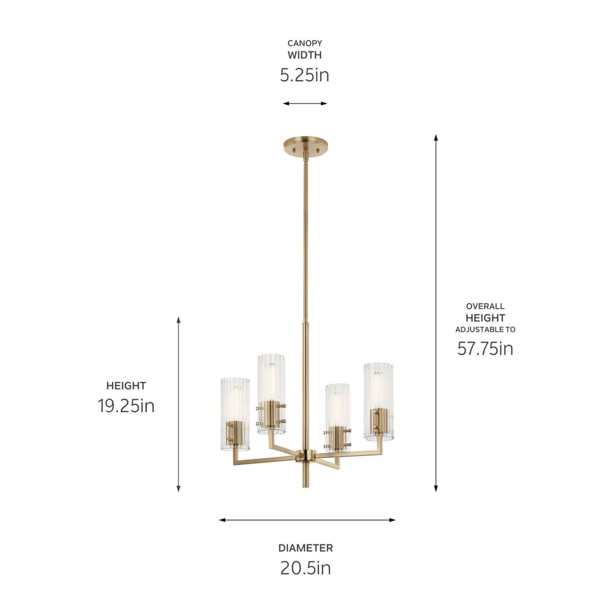 Velestino 21" 4-Light Chandelier, Champagne Bronze Finish - Bees Lighting