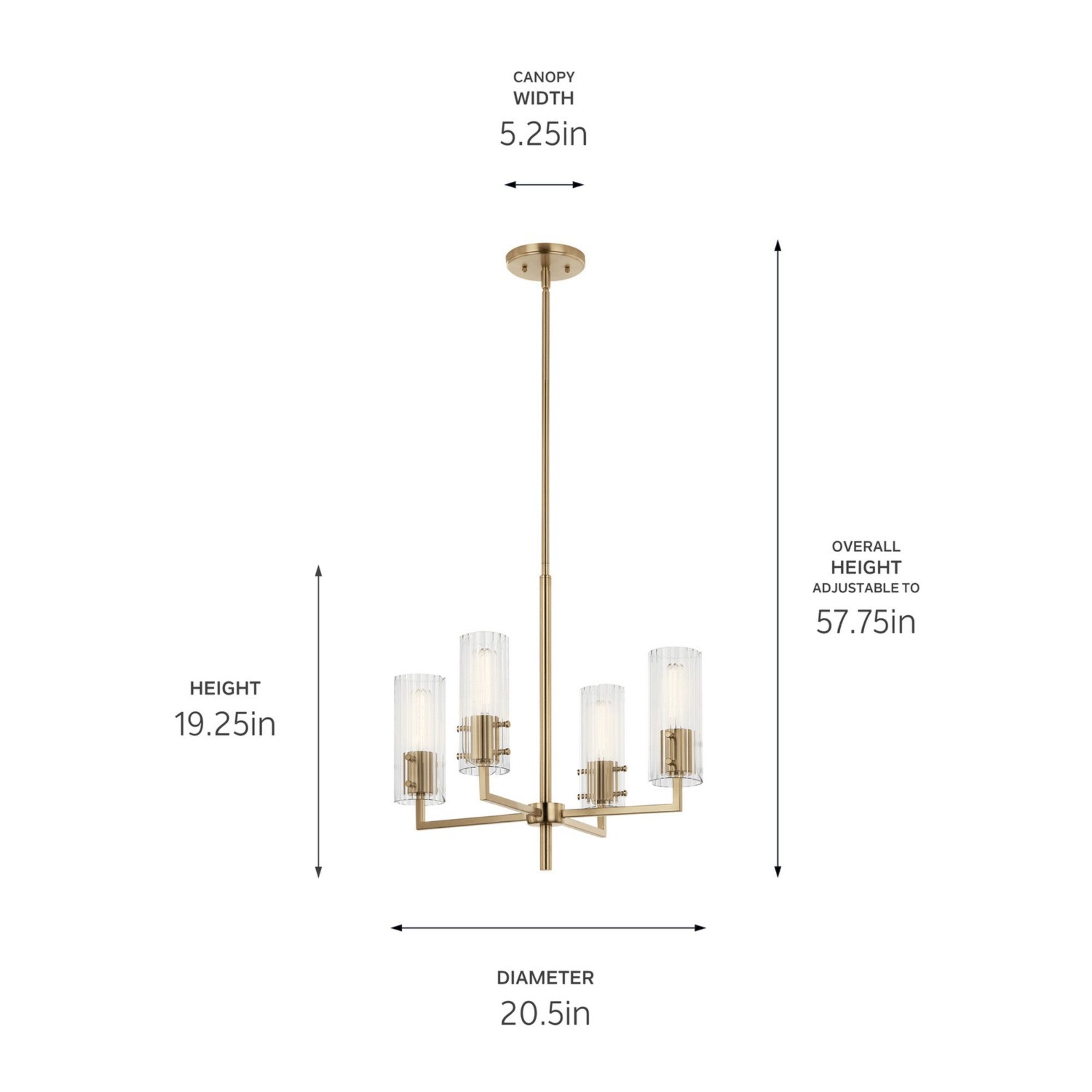 Velestino 21" 4-Light Chandelier, Champagne Bronze Finish - Bees Lighting