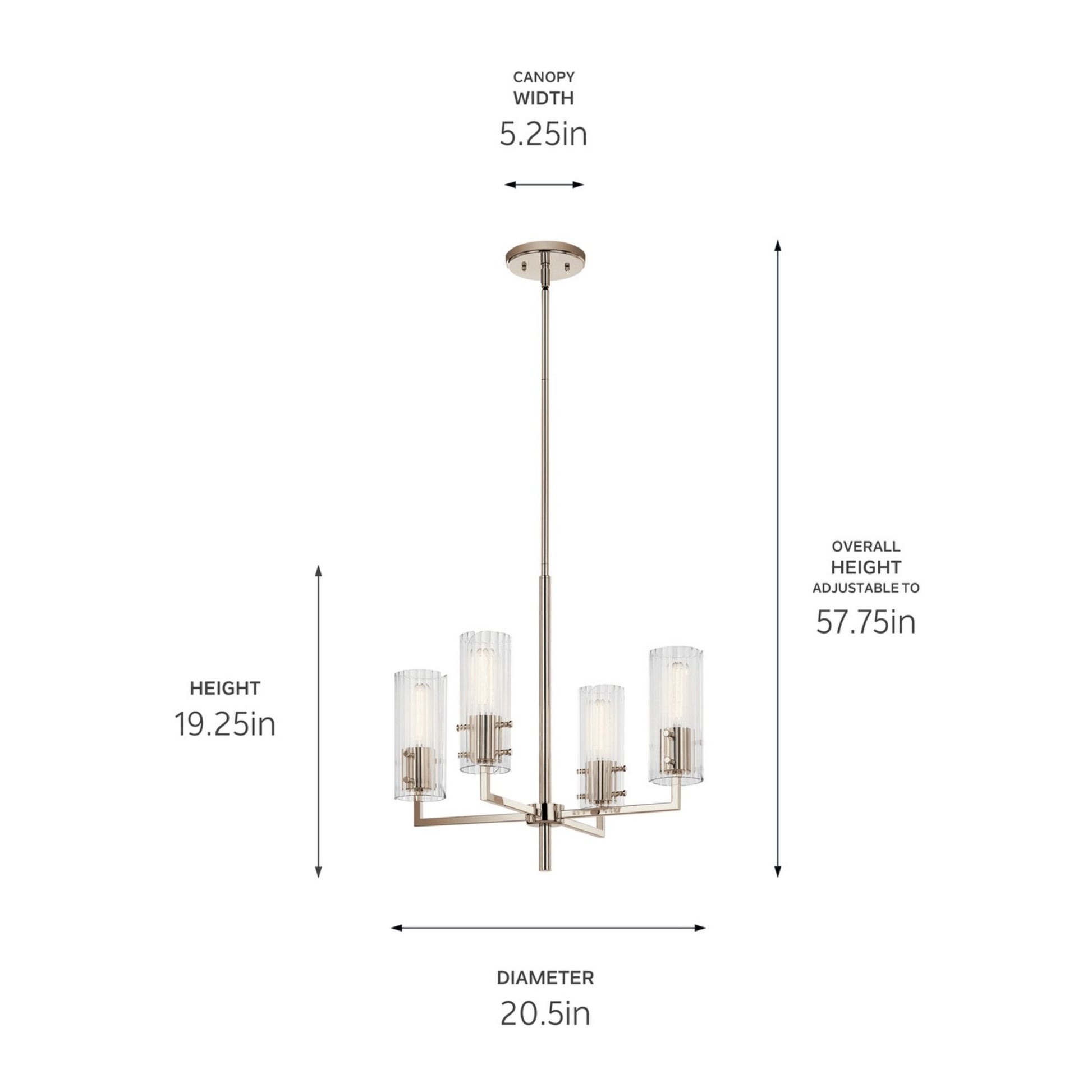 Velestino 21" 4-Light Chandelier, Polished Nickel Finish - Bees Lighting