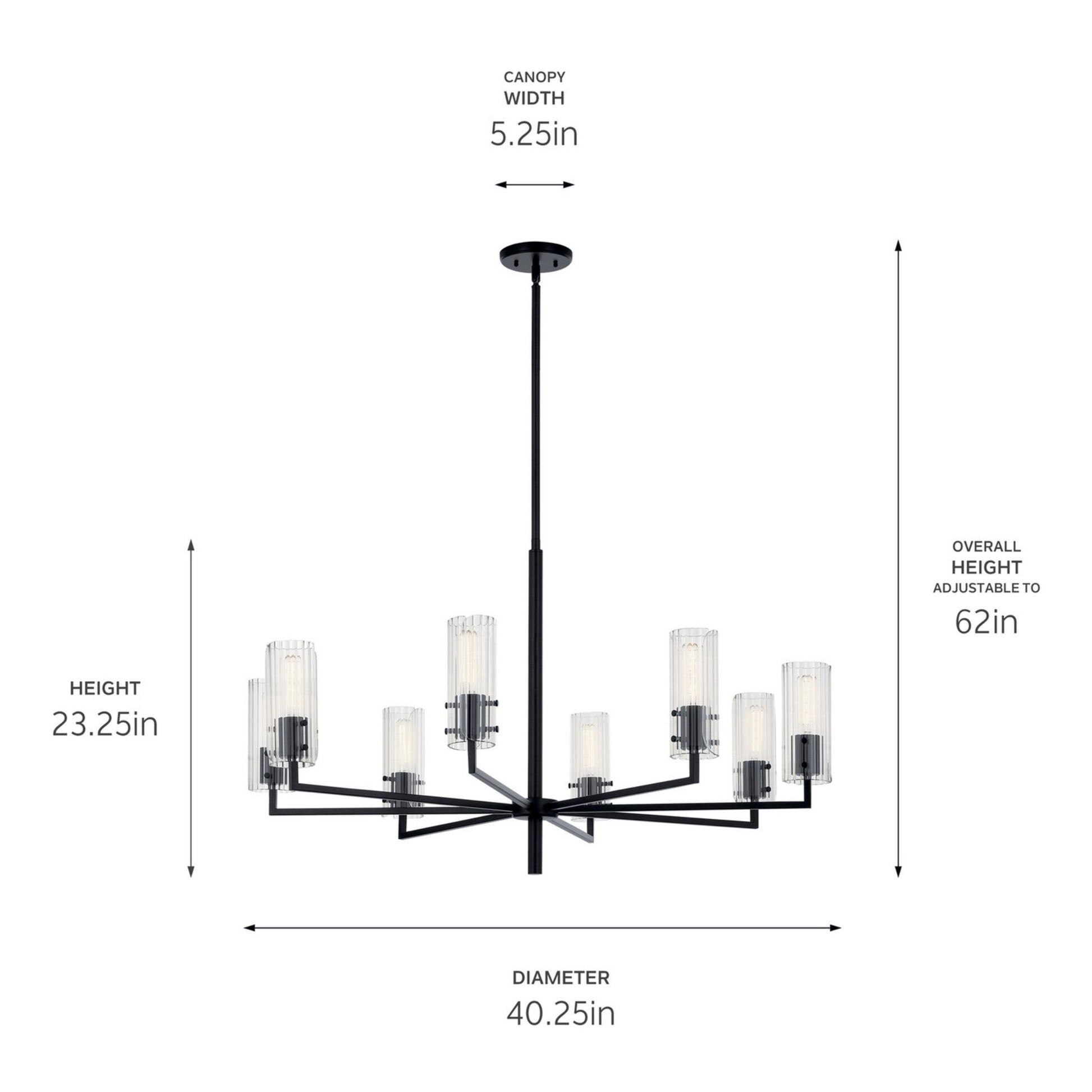 Velestino 40" 8-Light Chandelier, Black Finish - Bees Lighting