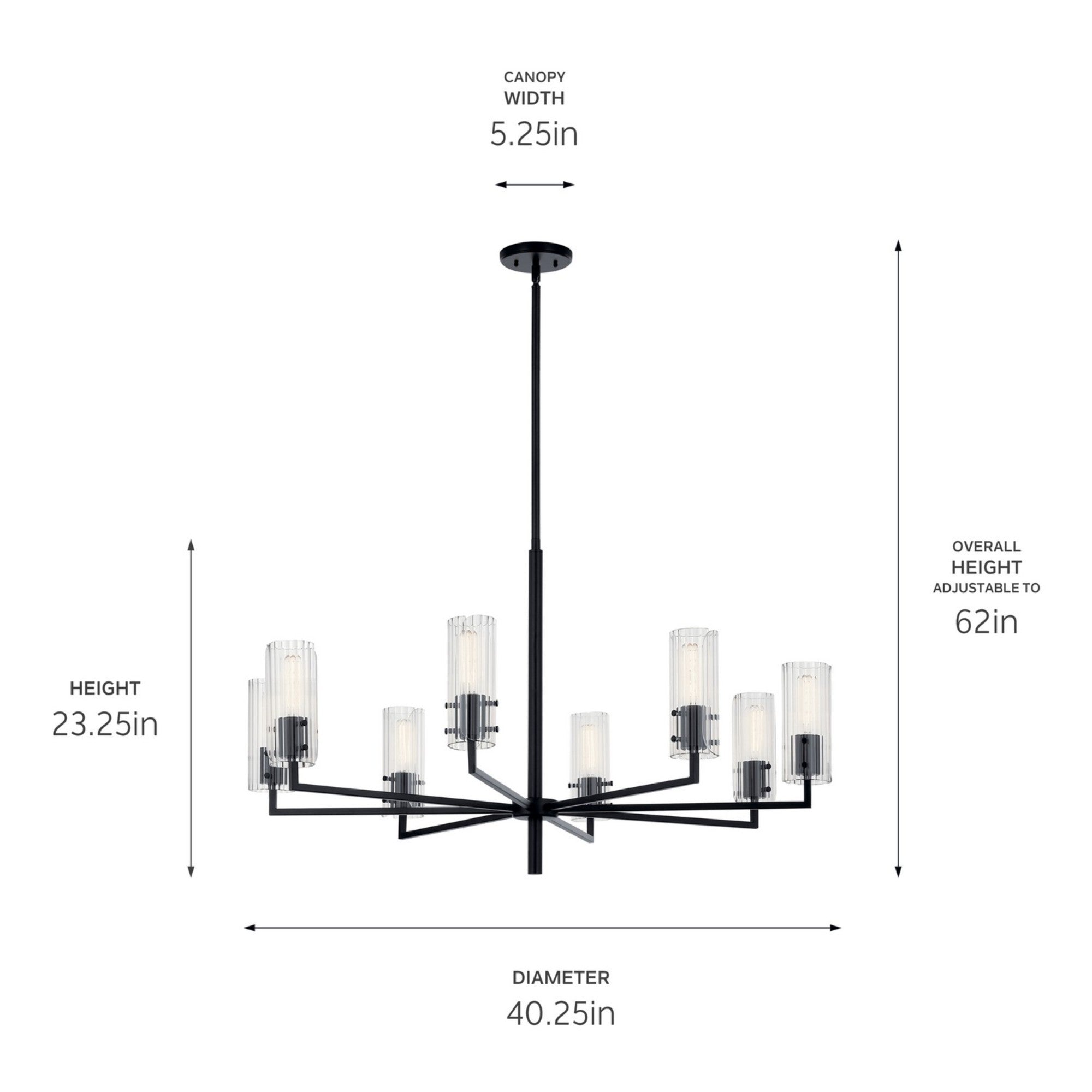 Velestino 40" 8-Light Chandelier, Black Finish - Bees Lighting