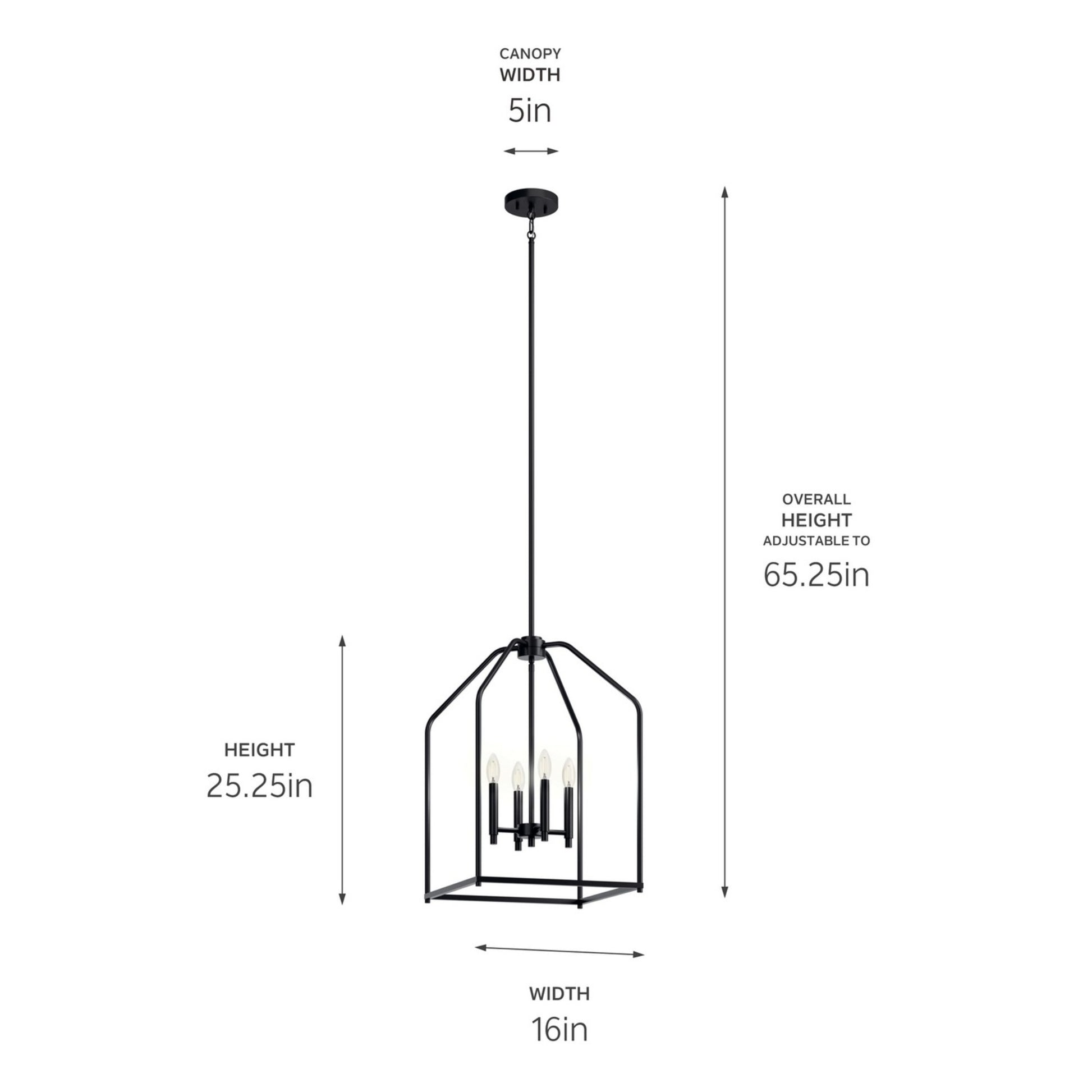 Madden 25" 4-Light Foyer Pendant, Black Finish - Bees Lighting