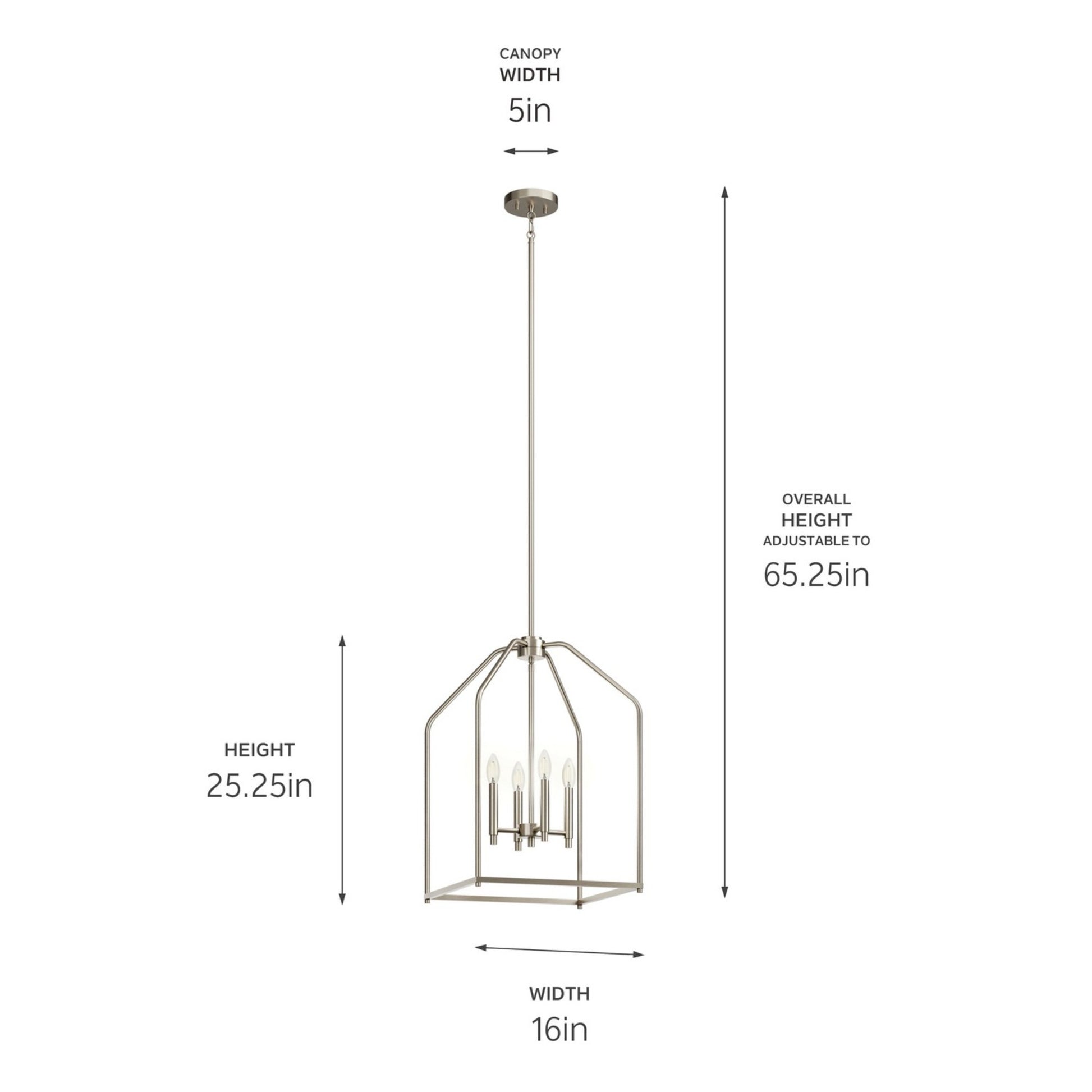 Madden 25" 4-Light Foyer Pendant, Brushed Nickel Finish - Bees Lighting