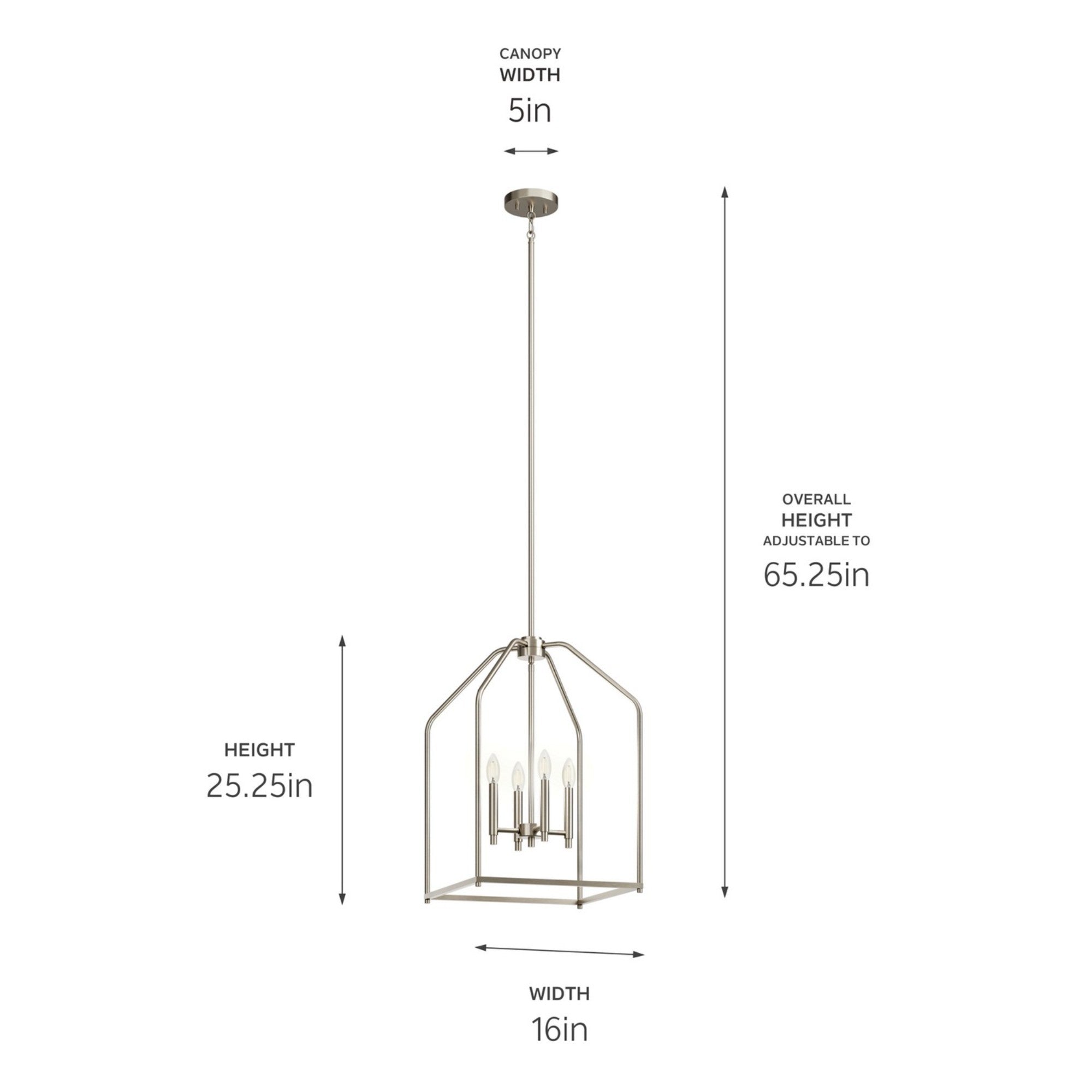 Madden 25" 4-Light Foyer Pendant, Brushed Nickel Finish - Bees Lighting