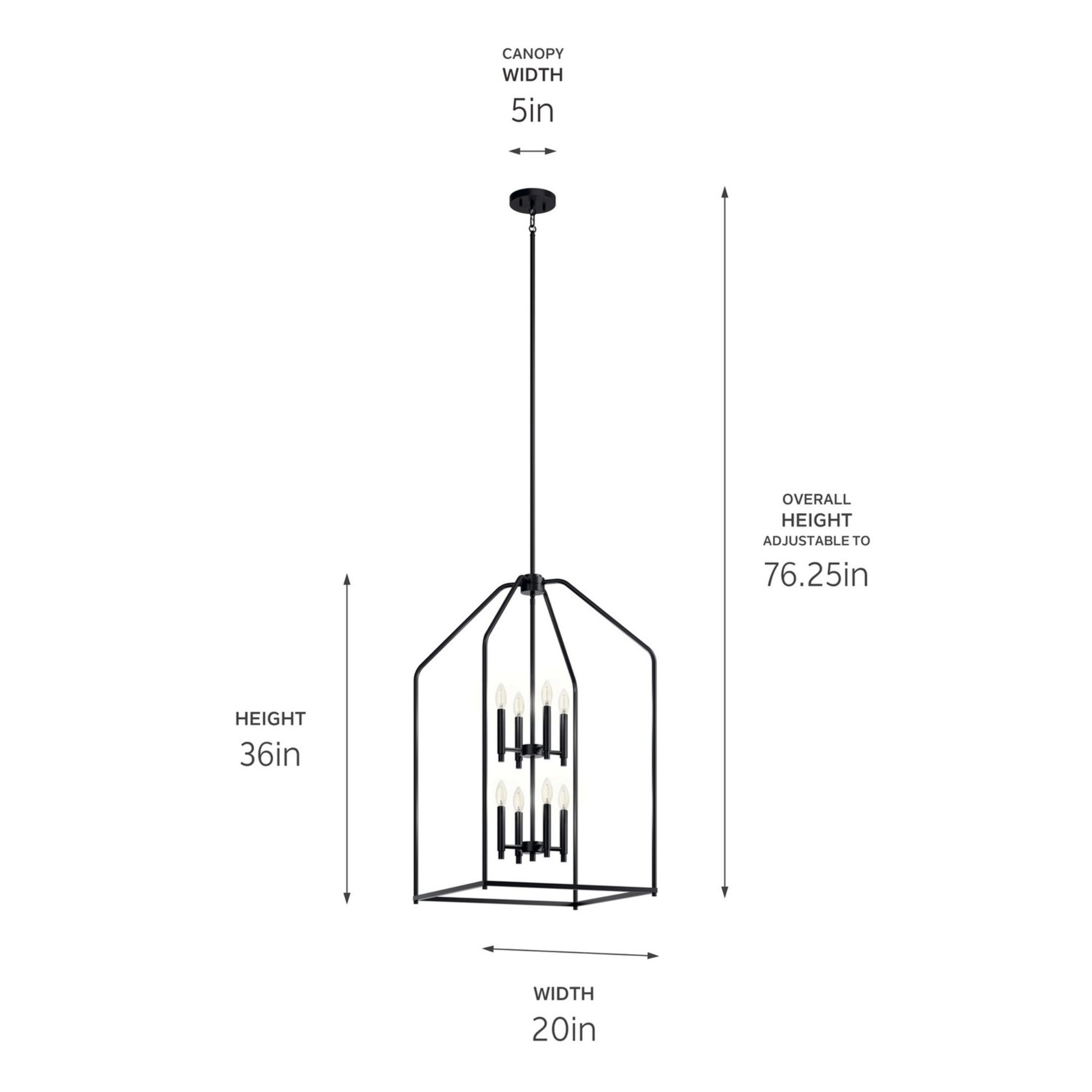 Madden 36" 8-Light Foyer Pendant, Black Finish - Bees Lighting