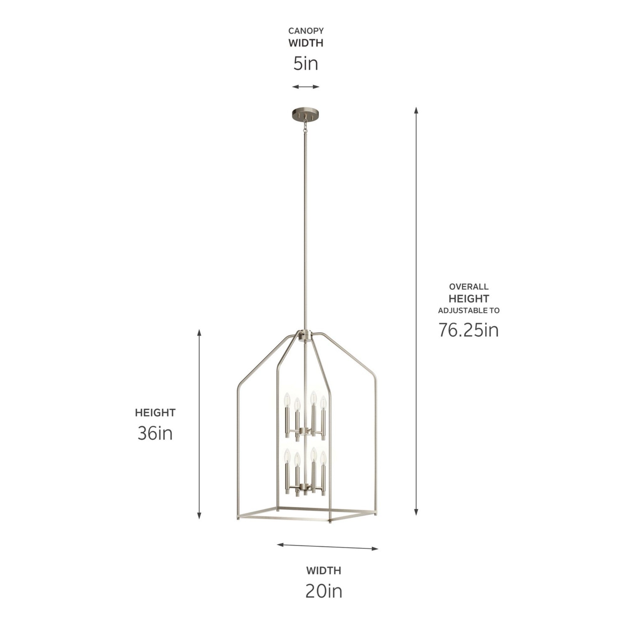Madden 36" 8-Light Foyer Pendant, Brushed Nickel Finish - Bees Lighting