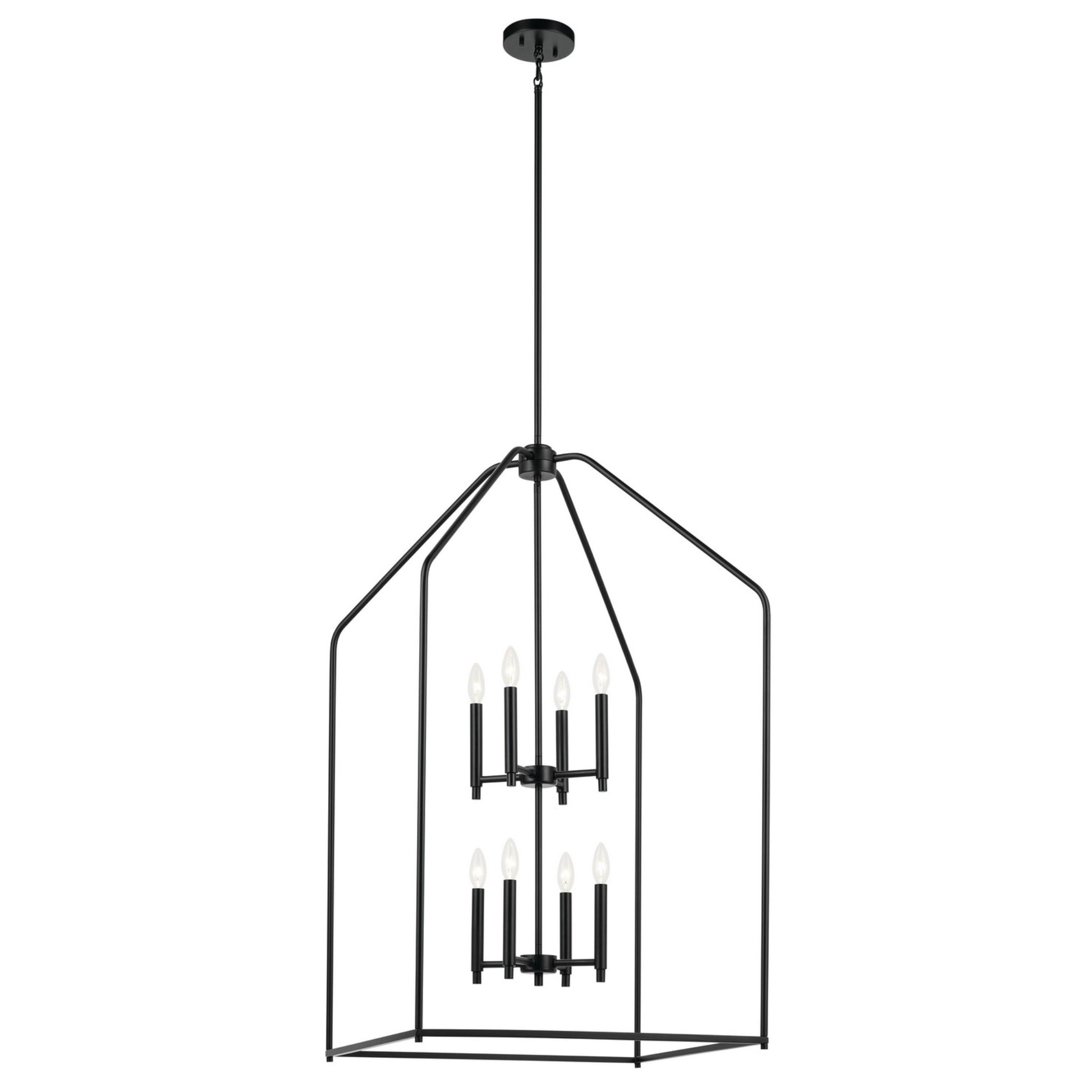 Madden 43" 8-Light Foyer Pendant, Black Finish - Bees Lighting