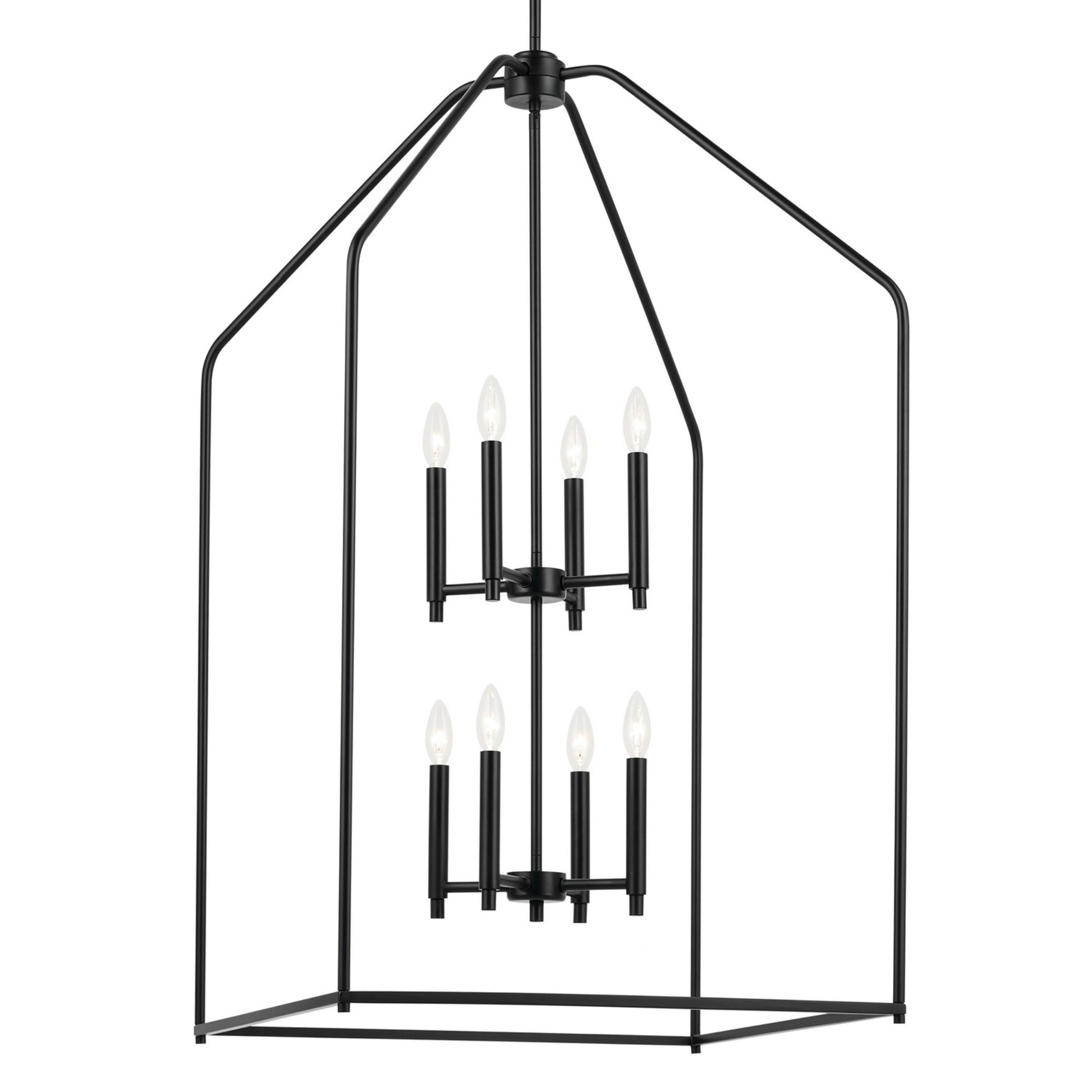 Madden 43" 8-Light Foyer Pendant, Black Finish - Bees Lighting