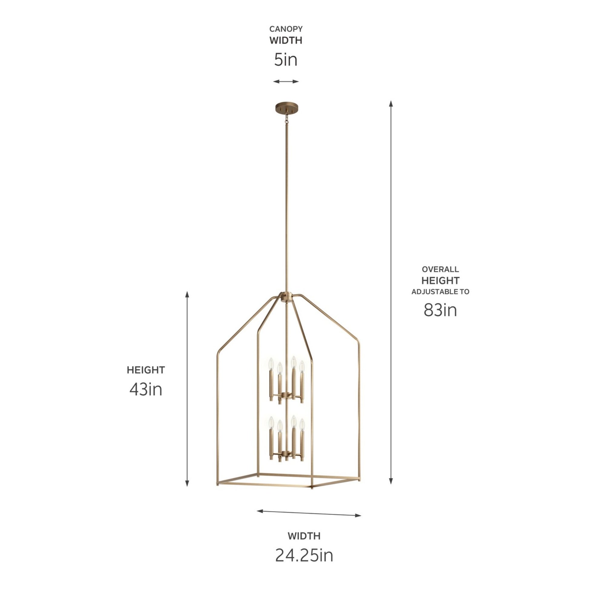 Madden 43" 8-Light Foyer Pendant, Champagne Bronze Finish - Bees Lighting