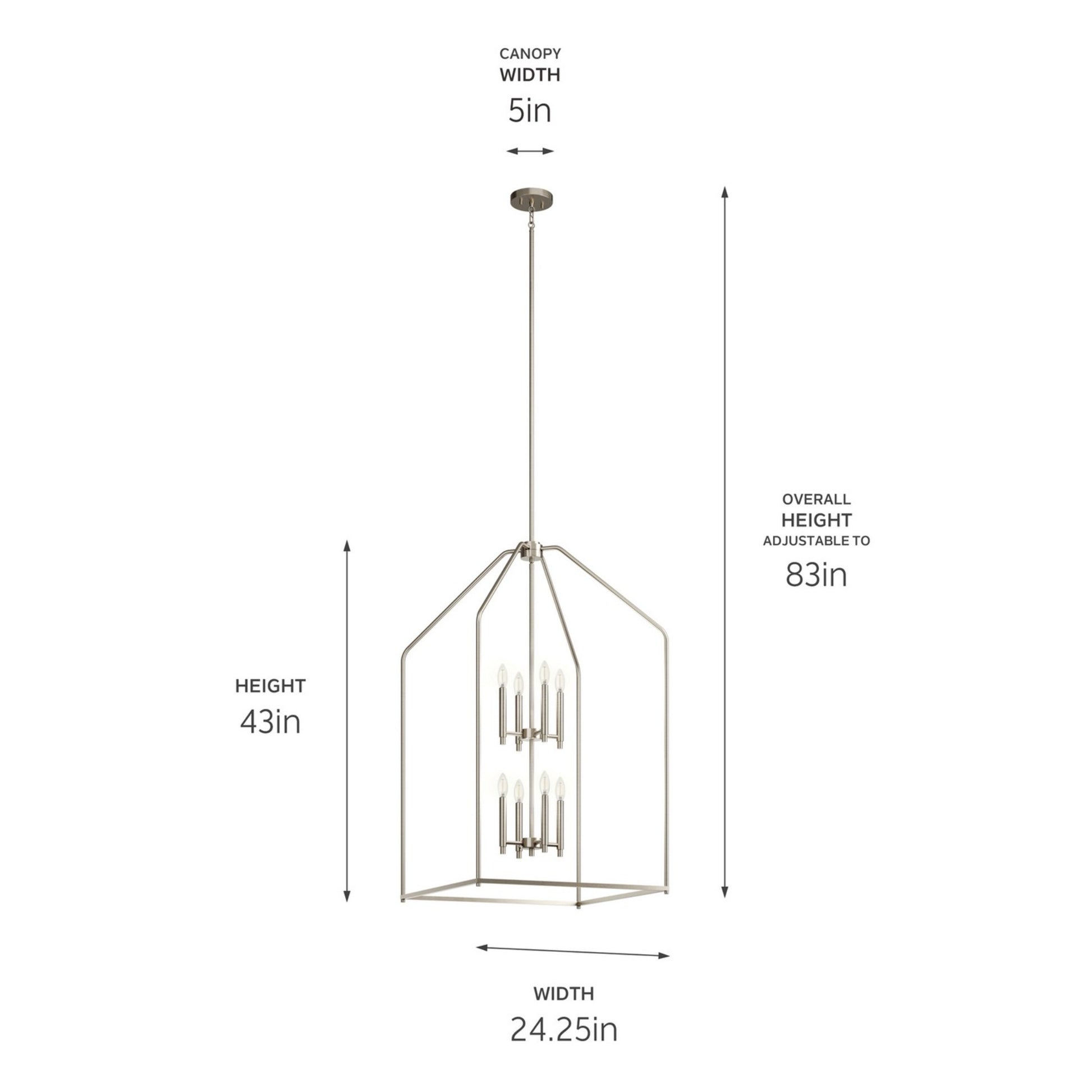 Madden 43" 8-Light Foyer Pendant, Brushed Nickel Finish - Bees Lighting