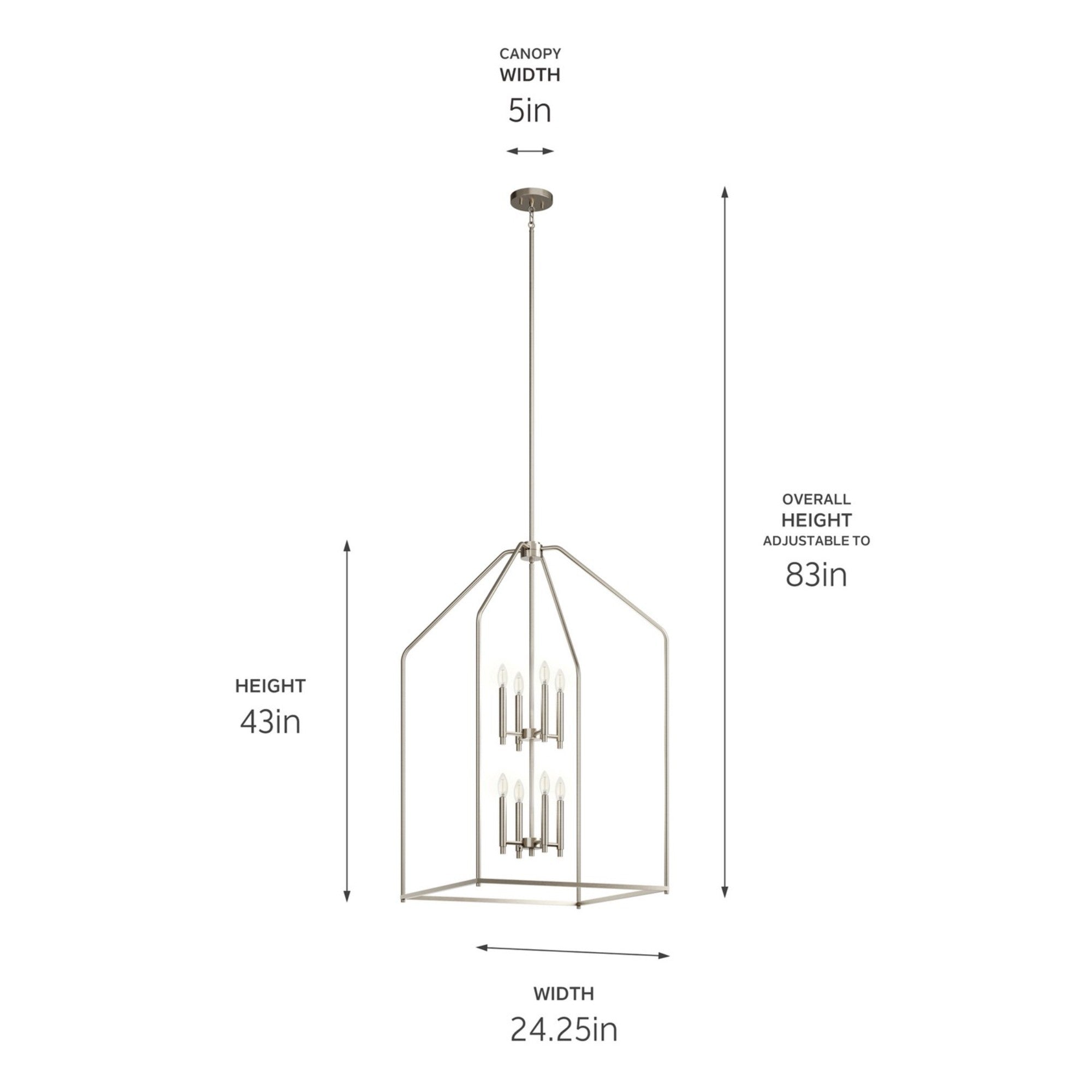 Madden 43" 8-Light Foyer Pendant, Brushed Nickel Finish - Bees Lighting