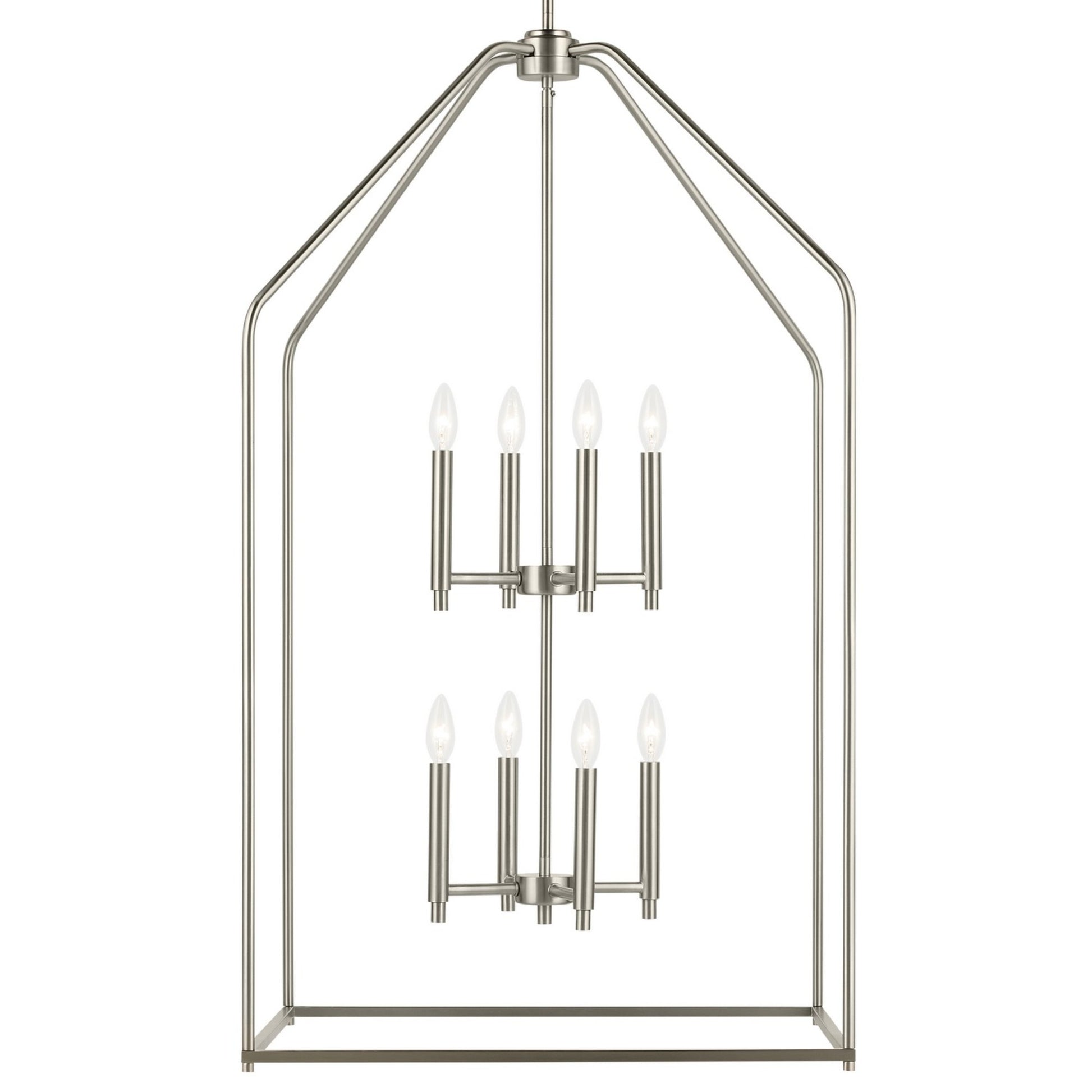 Madden 43" 8-Light Foyer Pendant, Brushed Nickel Finish - Bees Lighting