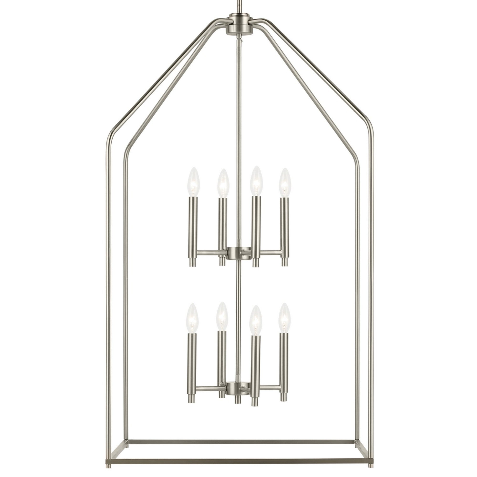 Madden 43" 8-Light Foyer Pendant, Brushed Nickel Finish - Bees Lighting