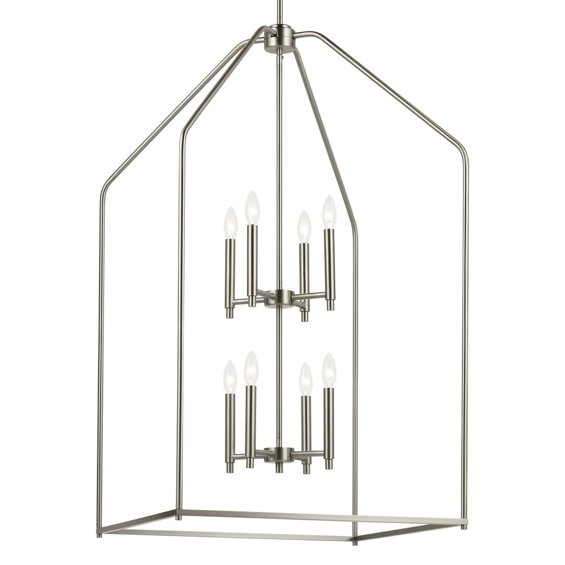 Madden 43" 8-Light Foyer Pendant, Brushed Nickel Finish - Bees Lighting