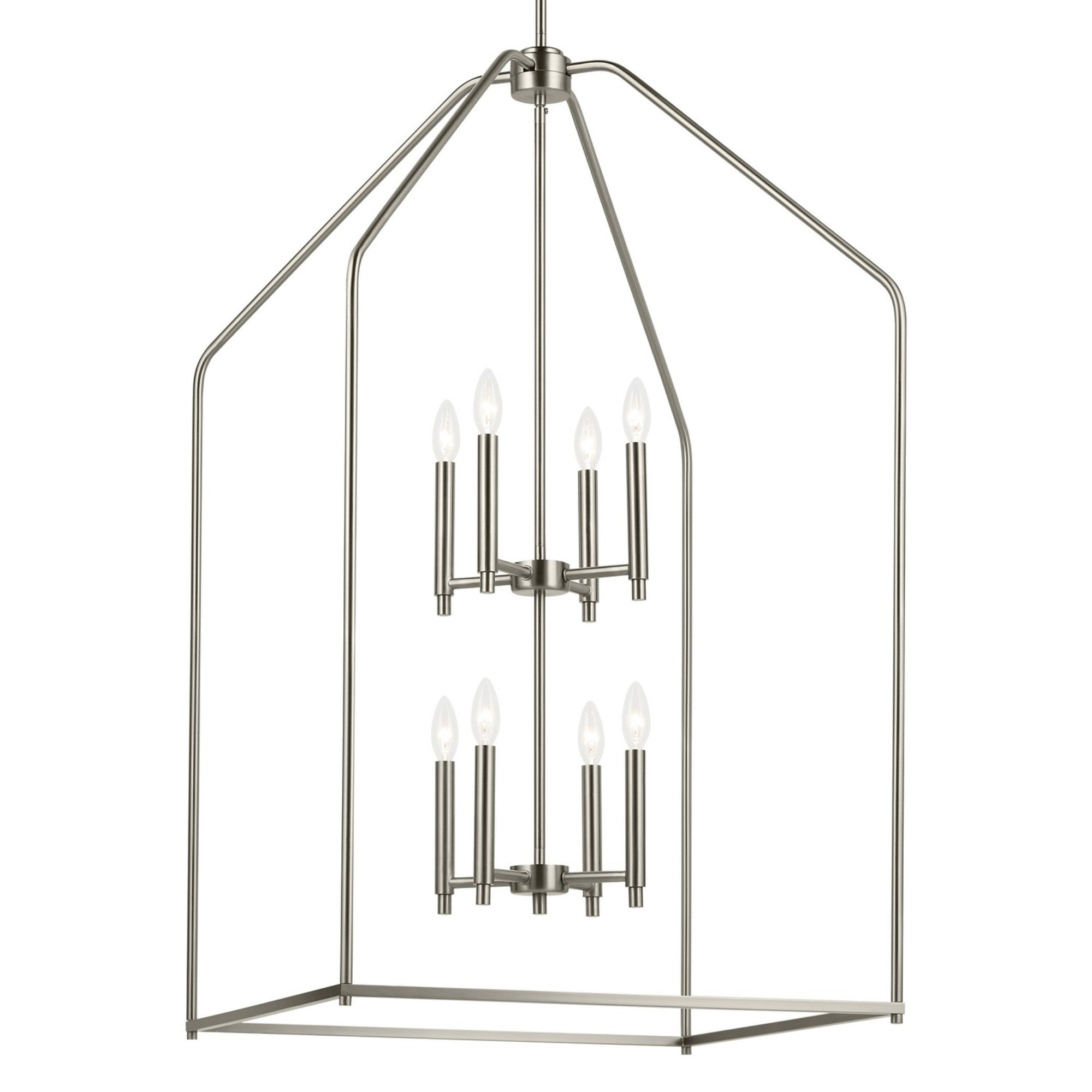 Madden 43" 8-Light Foyer Pendant, Brushed Nickel Finish - Bees Lighting
