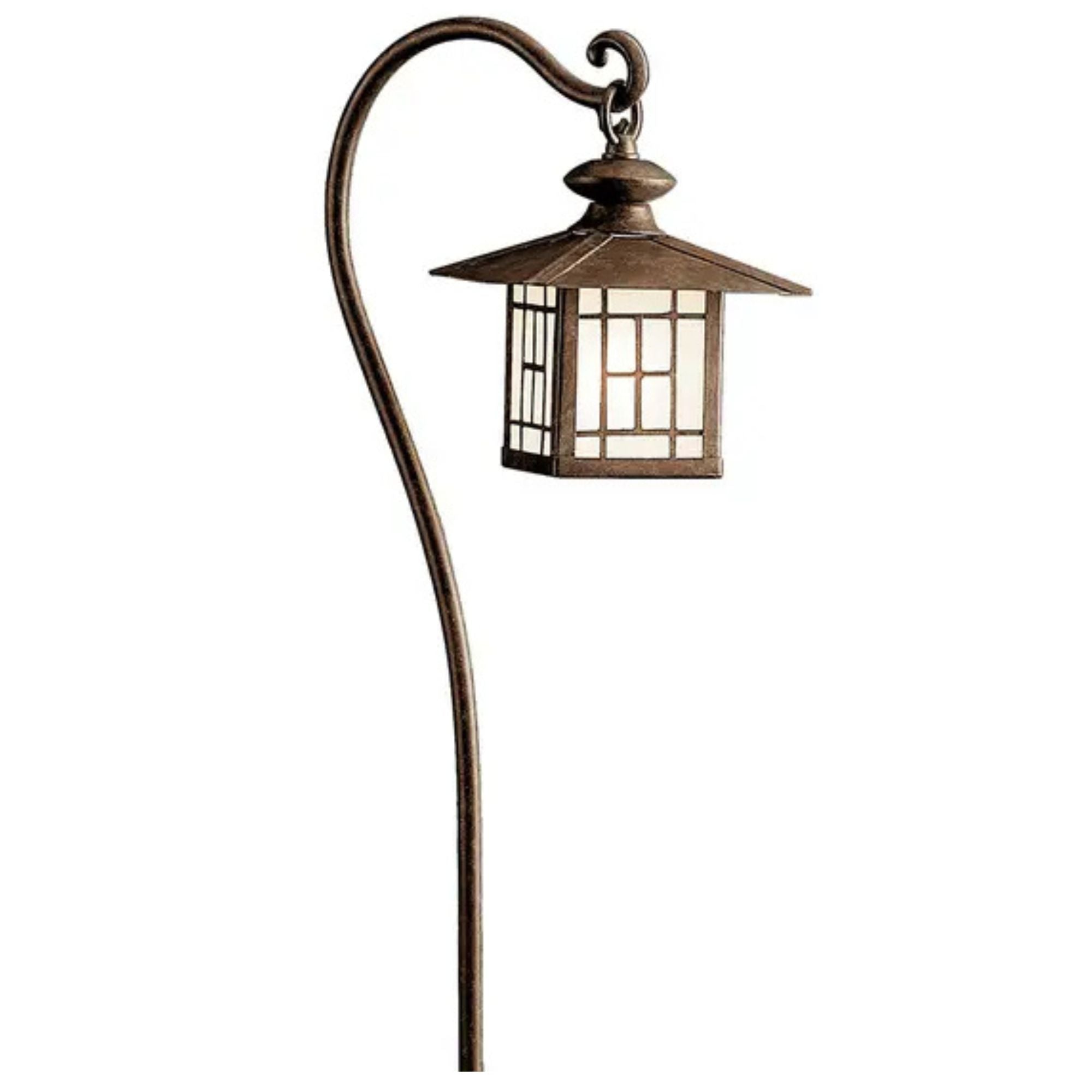 Mission Lantern Path Light, Brass, Patina Bronze