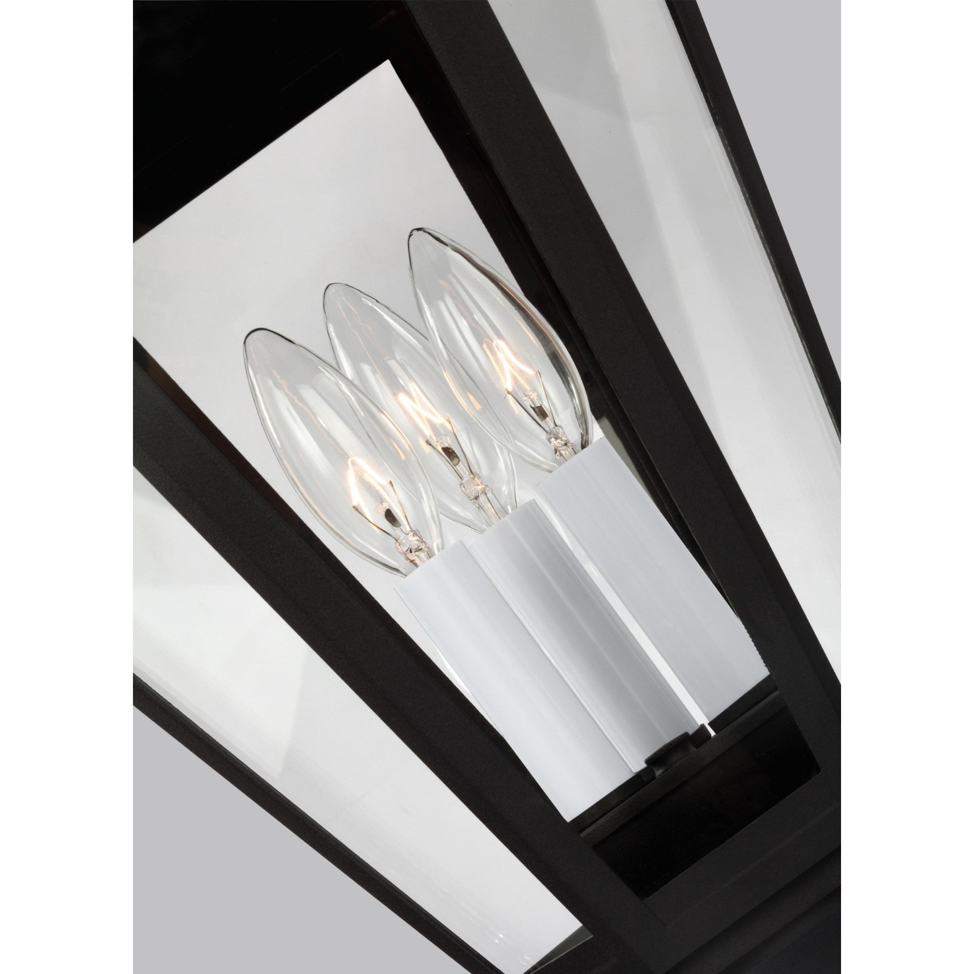 Brentwood 26" Outdoor Post Lantern, Black Finish with Clear Glass - Bees Lighting