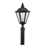 Brentwood 26" Outdoor Post Lantern, Black Finish with Clear Glass - Bees Lighting
