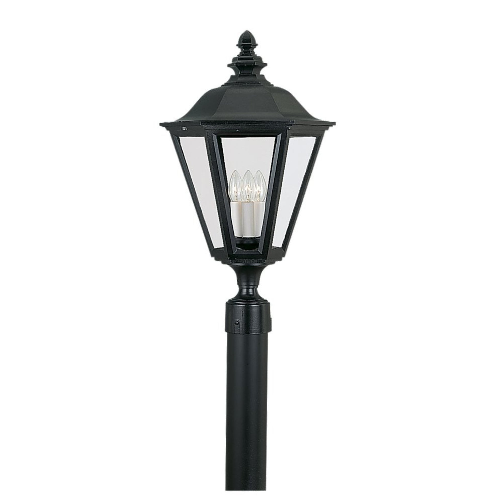 Brentwood 26" Outdoor Post Lantern, Black Finish with Clear Glass - Bees Lighting