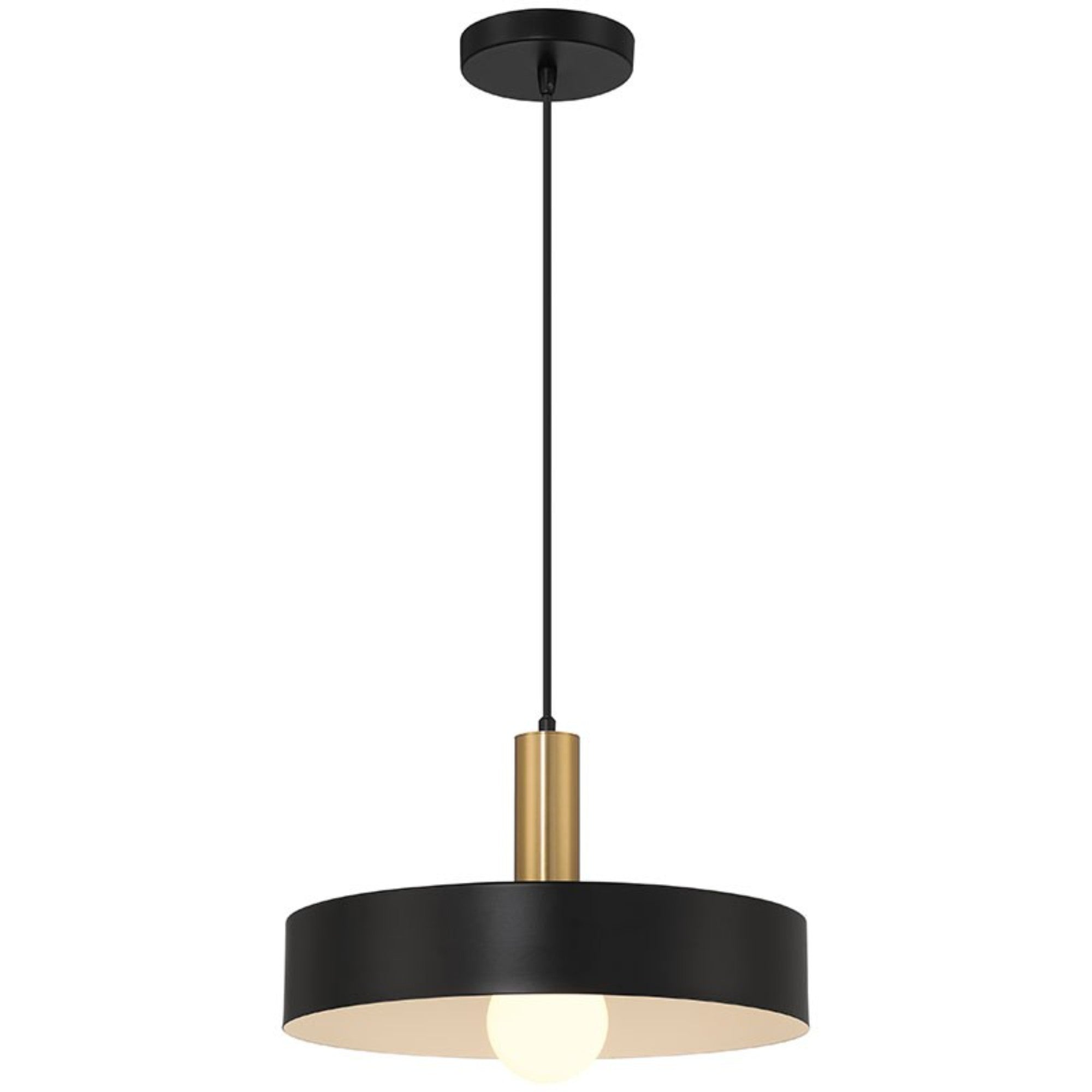 Slate 14" Pendant, Black with Antique Brushed Brass Finish - Bees Lighting