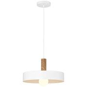 Slate 14" Pendant, White with Wood Grain Finish - Bees Lighting