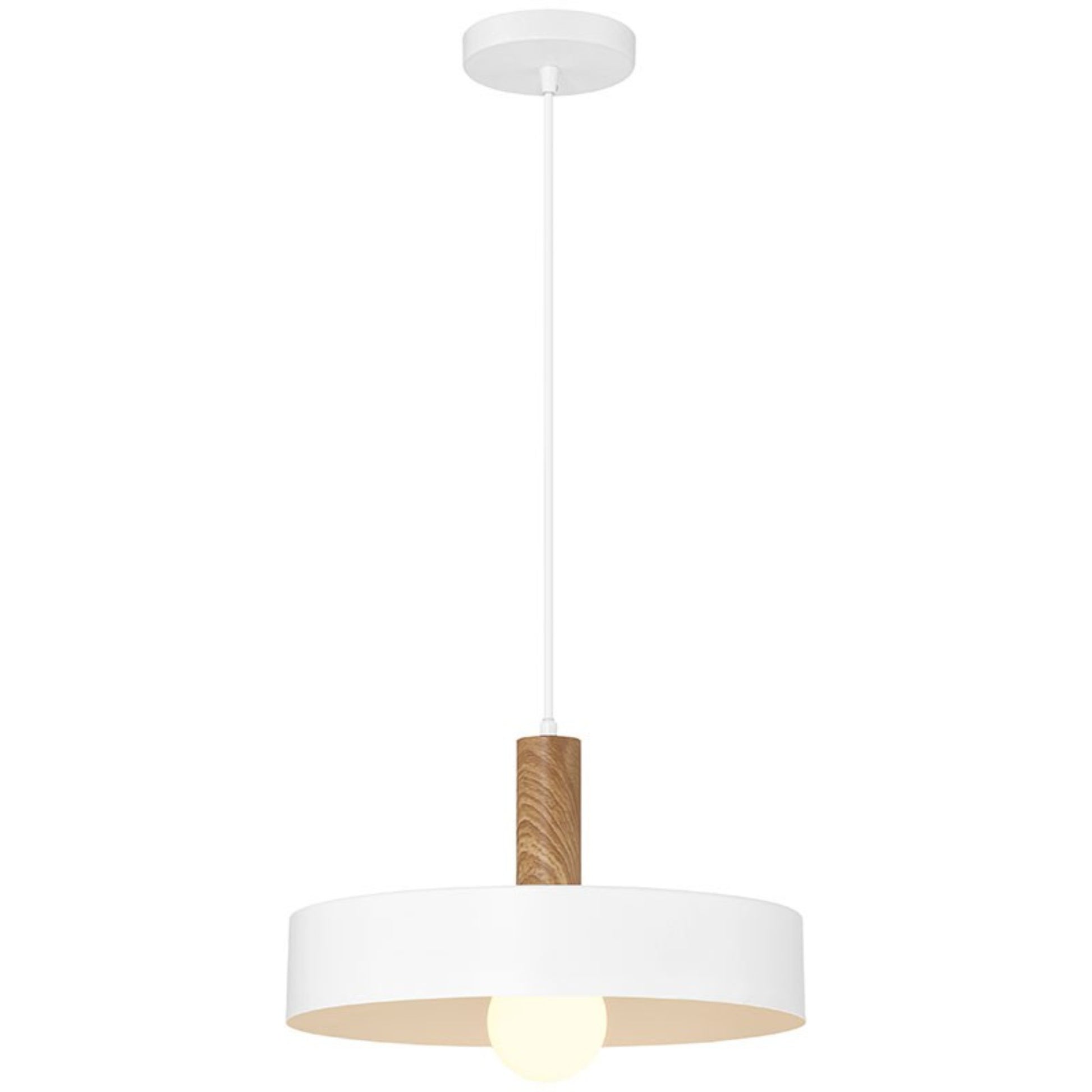 Slate 14" Pendant, White with Wood Grain Finish - Bees Lighting