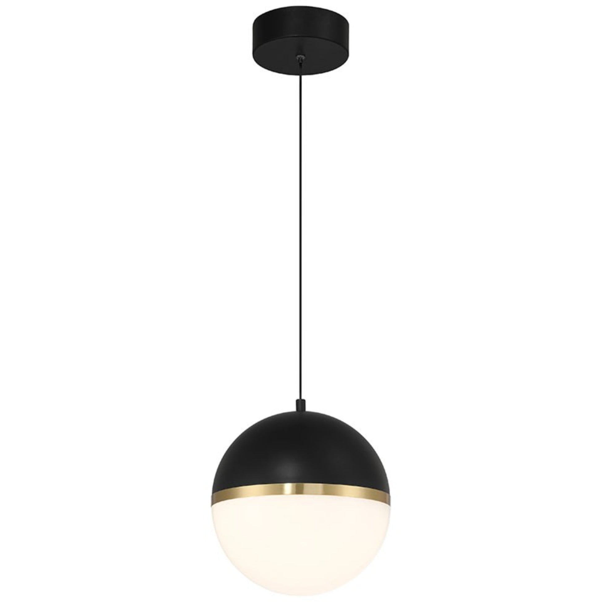 Unity 10" LED Pendant, Black with Antique Brushed Brass Finish - Bees Lighting