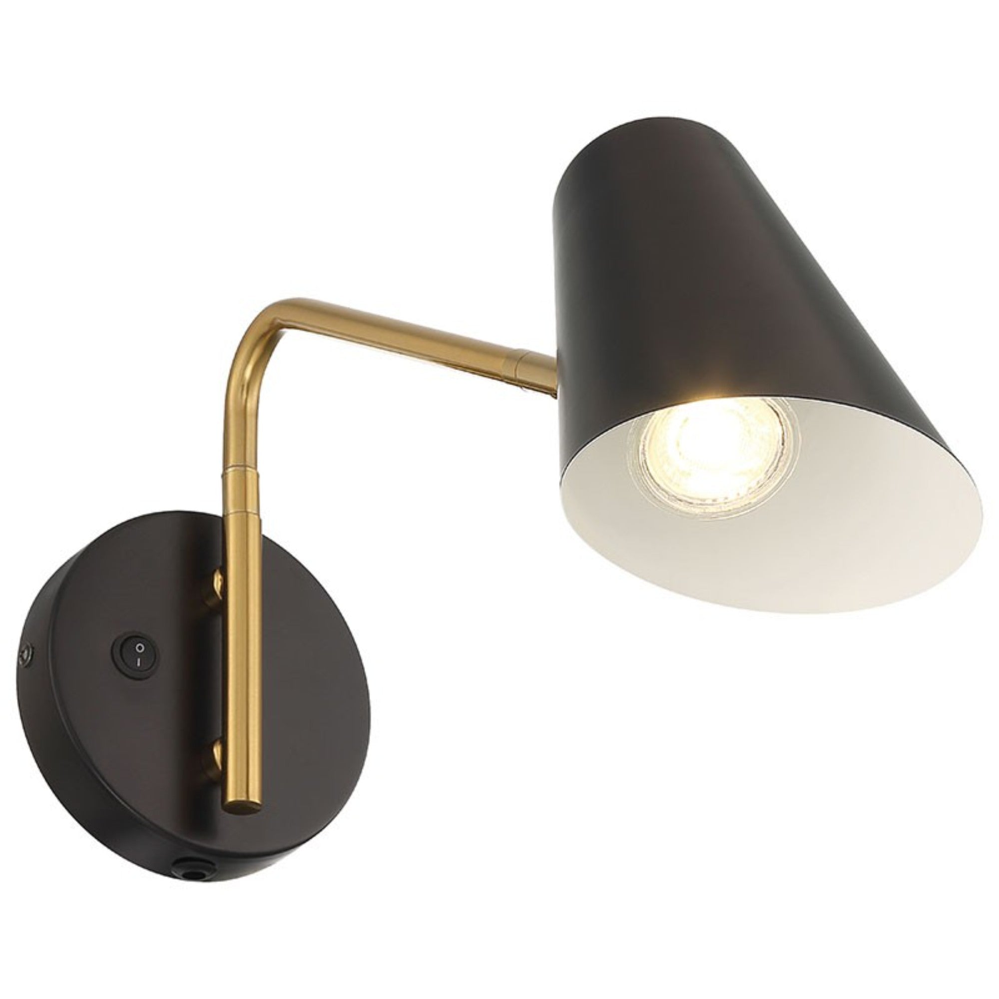 Barsa 7" LED Reading Light, Black / Antique Brushed Brass Finish - Bees Lighting